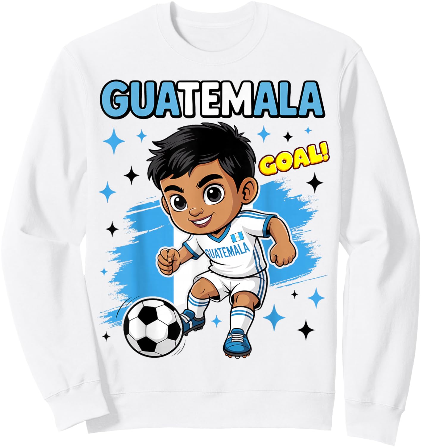 Guatemala Kid Goal Cartoon Guatemalan Flag for Kids Sweatshirt - Sweatshirt | White