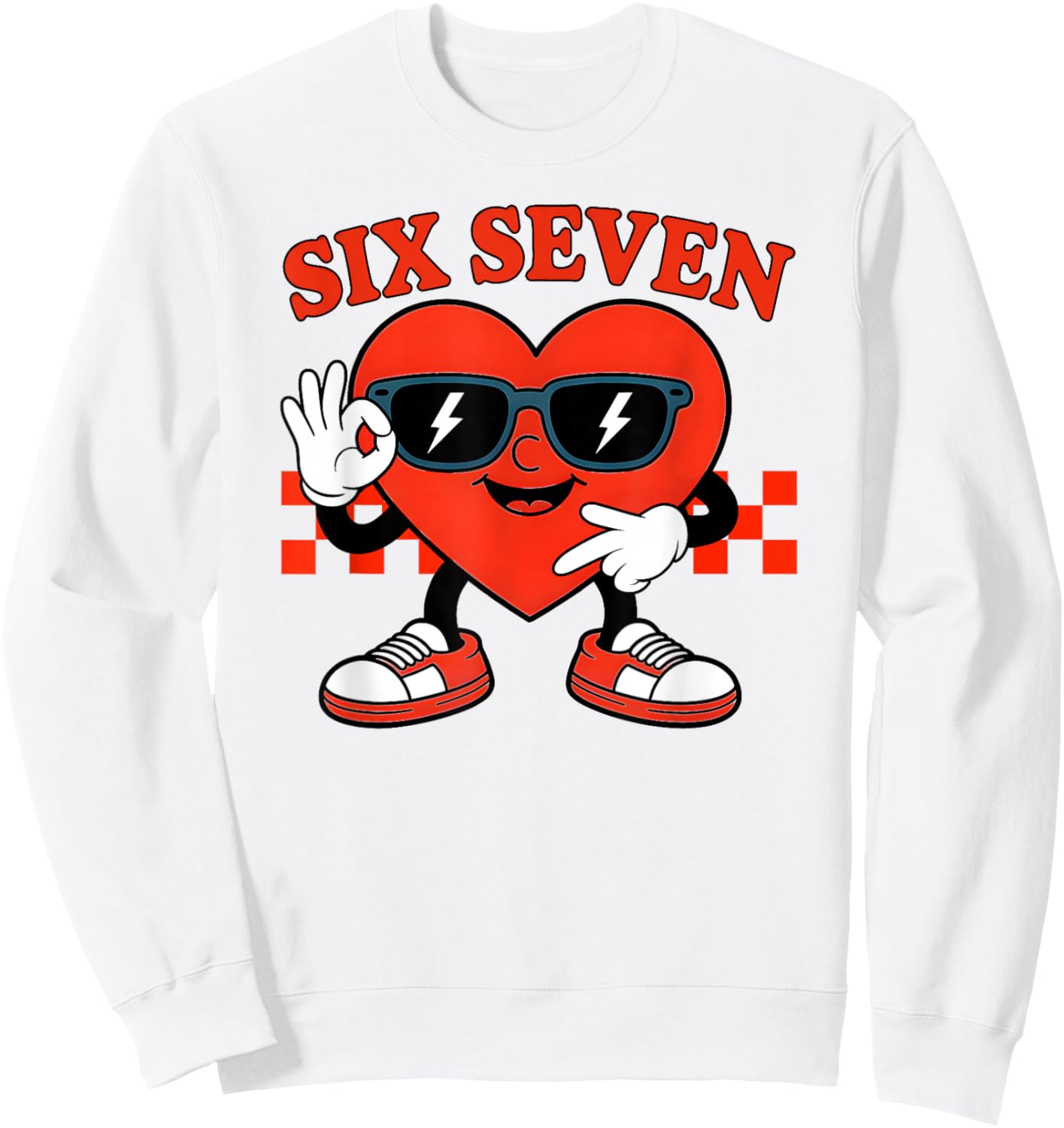 67 Shirt Boys Kids Funny Six Seven 6 7 Valentine Day 67 Meme Sweatshirt - Sweatshirt | White