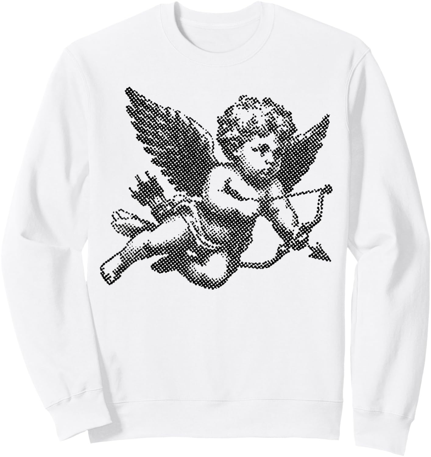 Vintage Cupid Cherub Black and White Sweatshirt - Sweatshirt | White