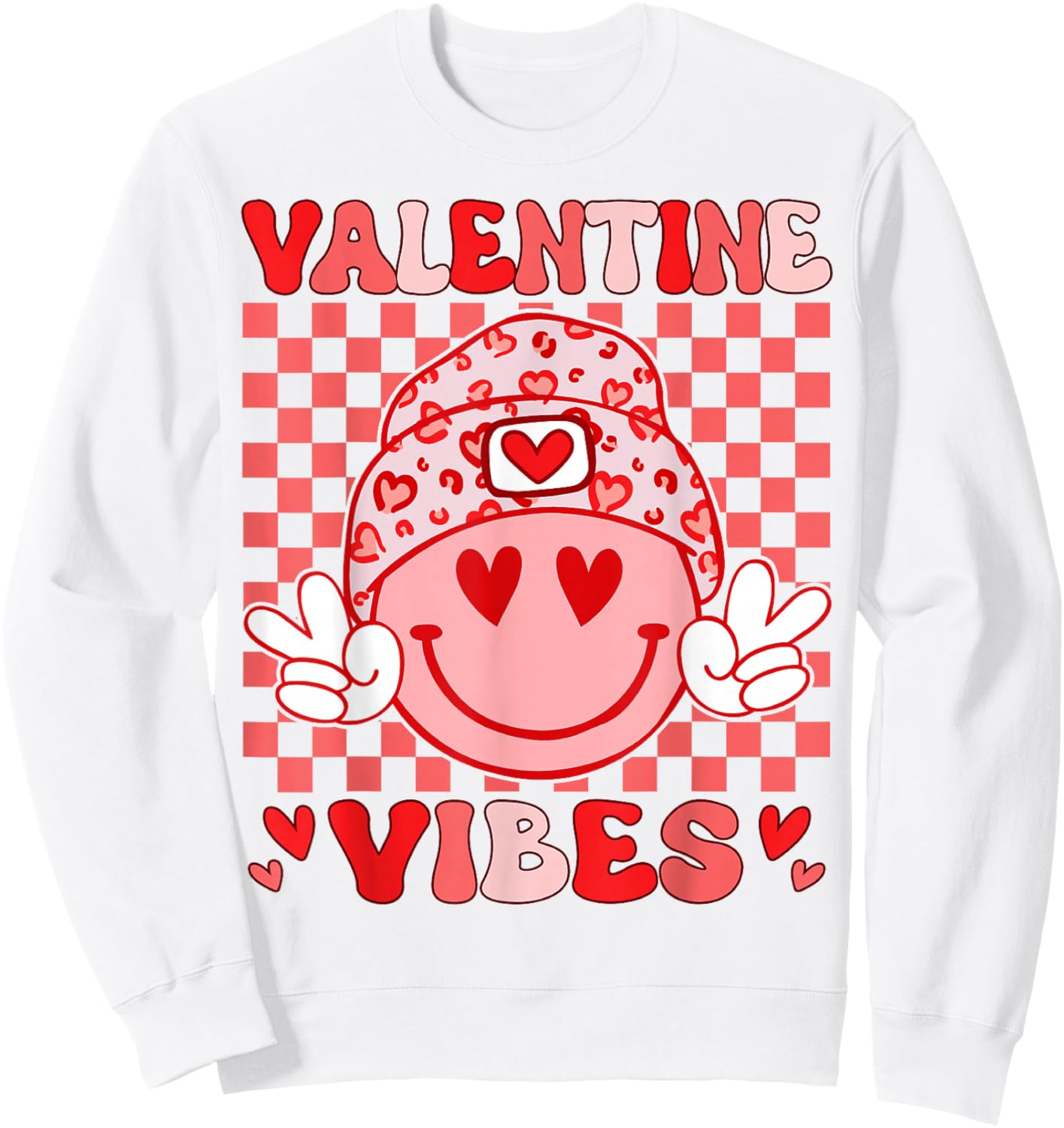 Valentine Vibes Hippie Valentines Day Shirts for Girls Women Sweatshirt - Sweatshirt | White
