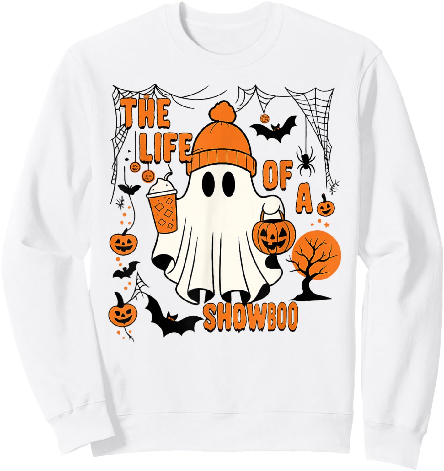 The Life of a showboo Halloween Costume Bow Boo Girls Sweatshirt - Sweatshirt | White