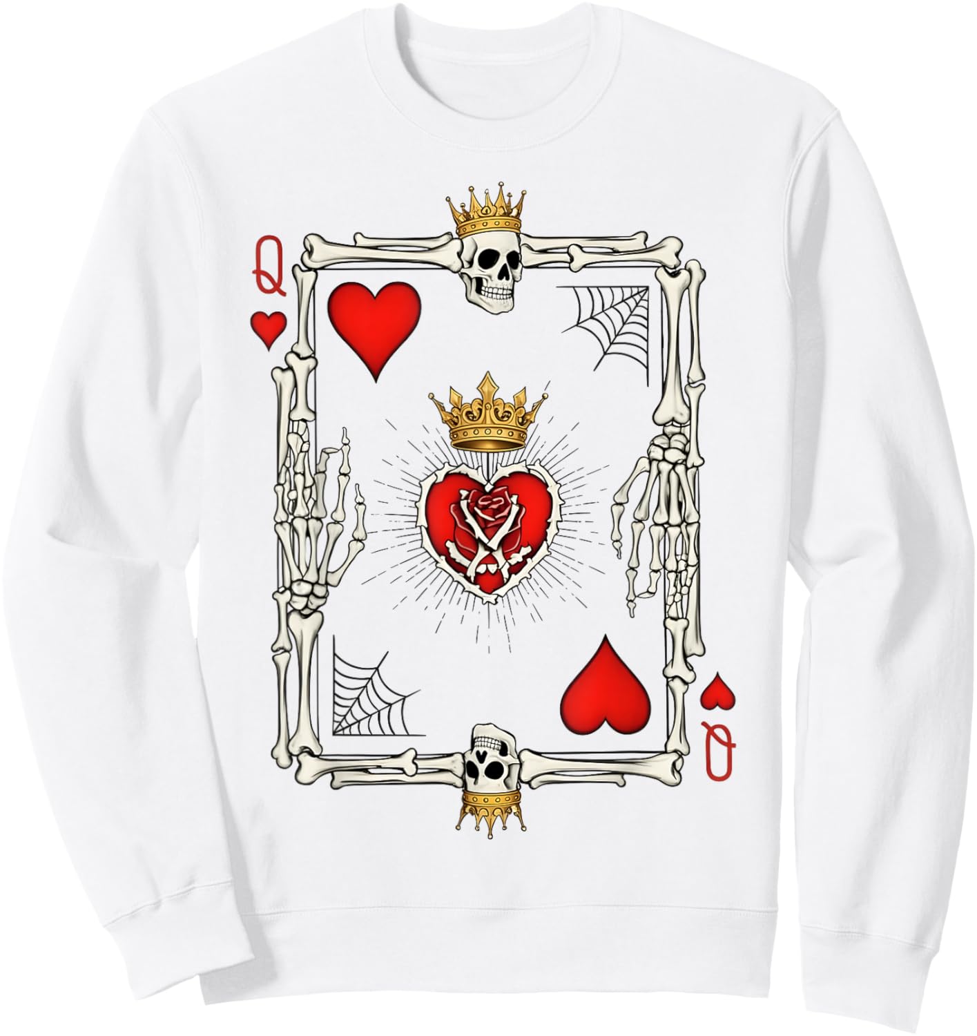 Valentine Halloween Queen of Hearts Card Costume Girl Women Sweatshirt - Sweatshirt | White