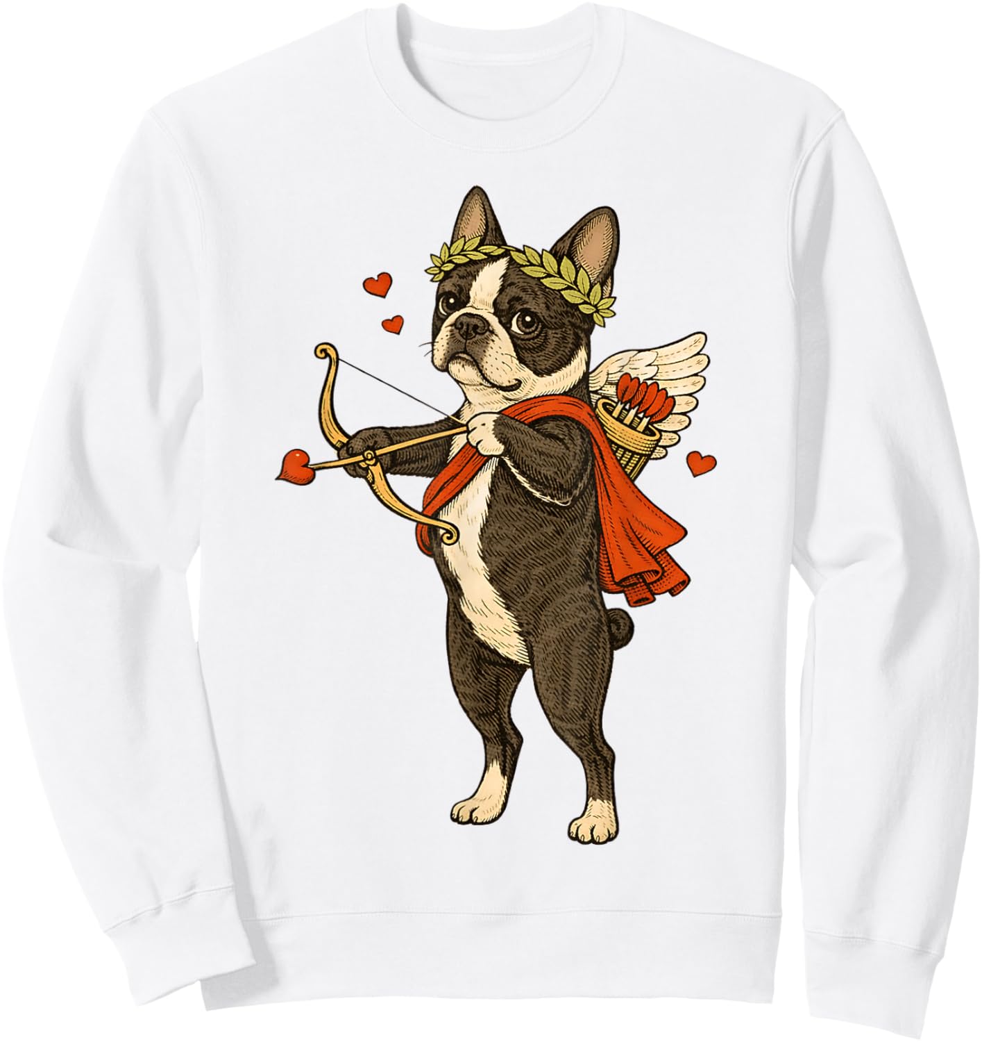 Valentine's Boston Terrier Cupid for Dog Lover Sweatshirt - Sweatshirt | White