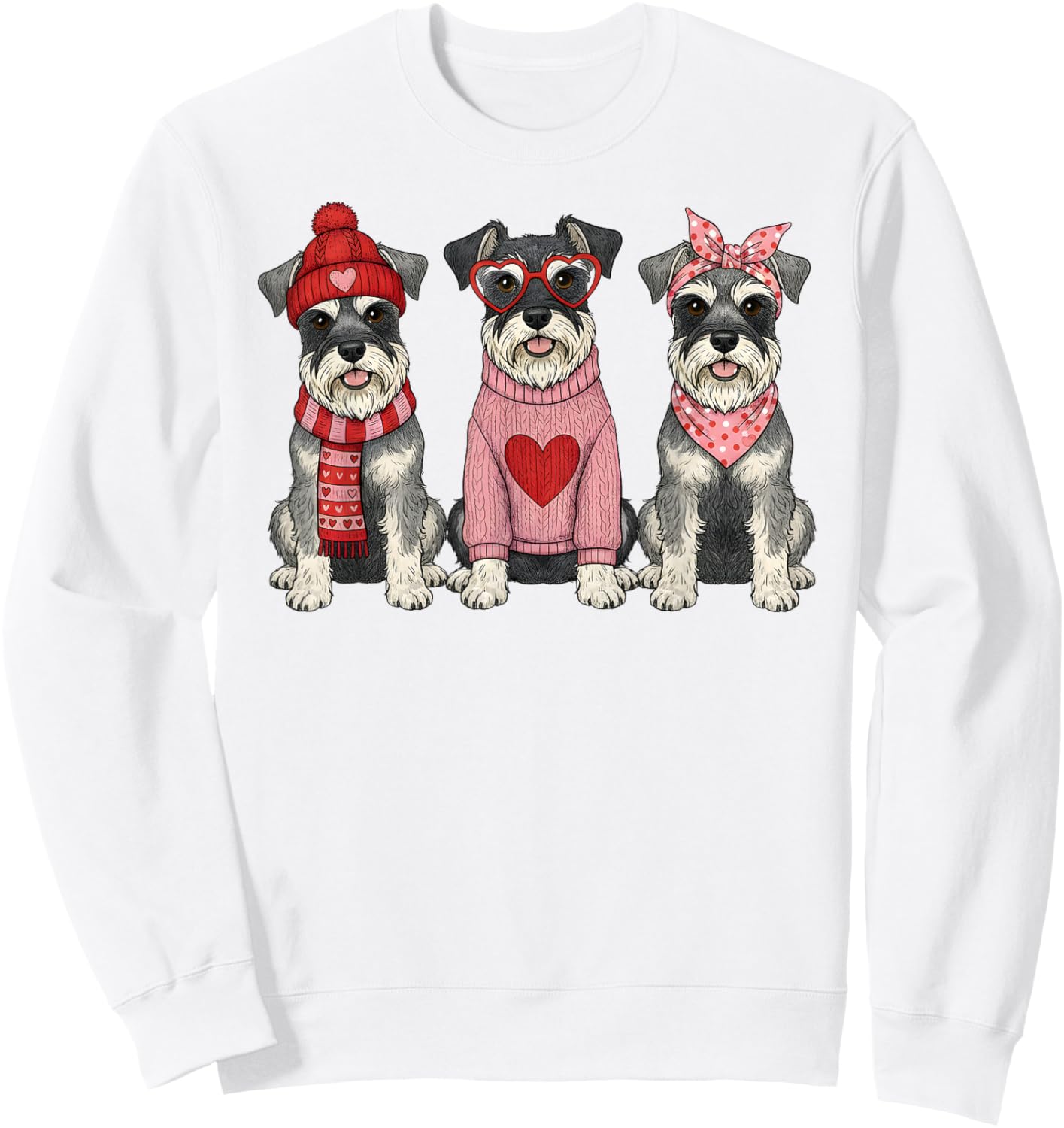 Cute Miniature Schnauzer Valentine Dog Sweatshirt - Sweatshirt | White