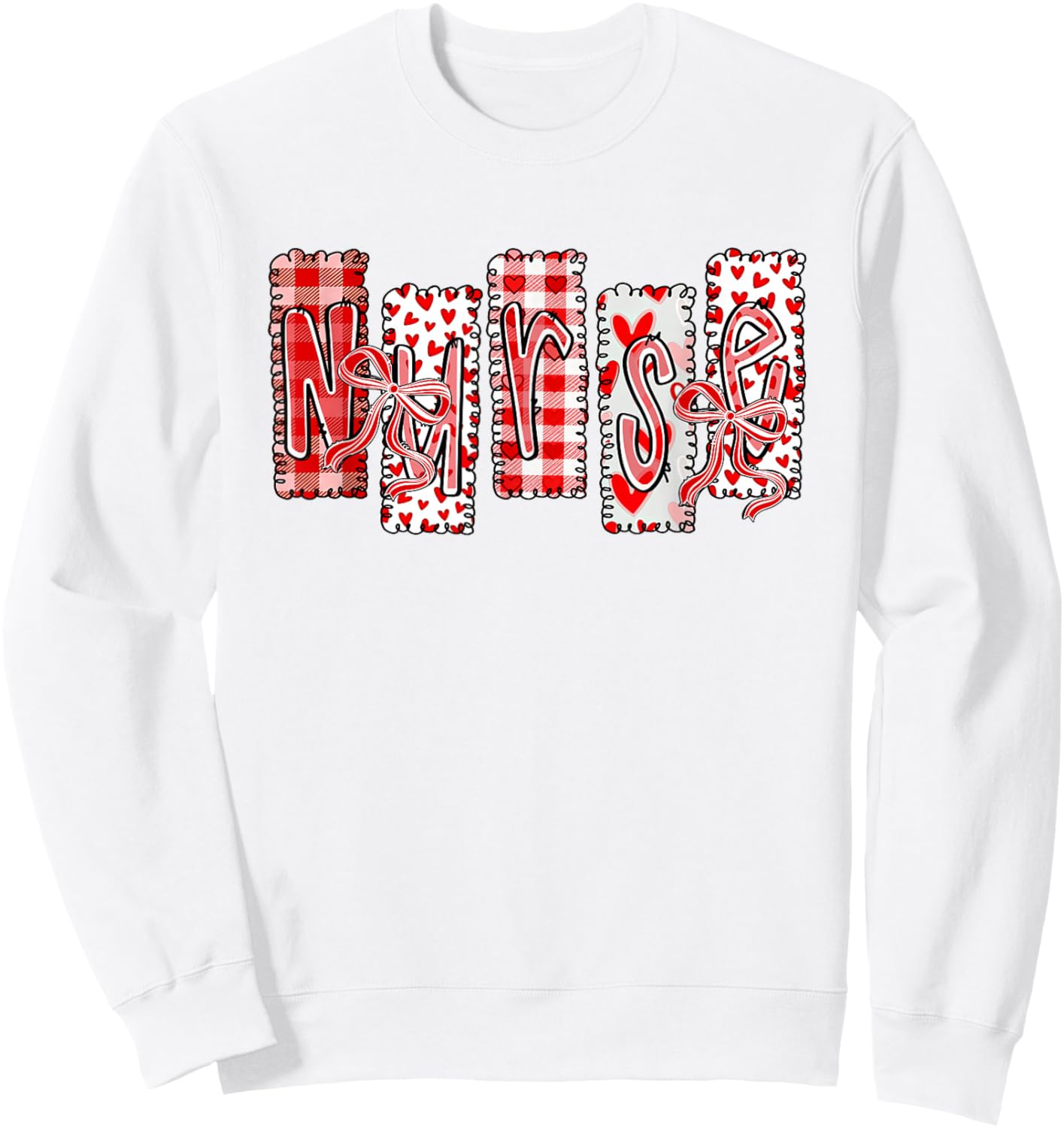 Preppy Valentines Nurse Life Coquette Bow Nursing Student Sweatshirt - Sweatshirt | White