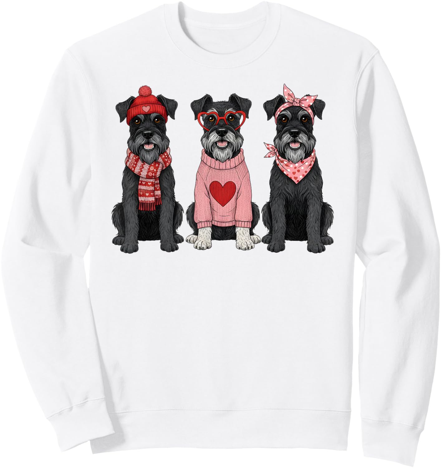 Cute Schnauzer Valentine Dog Sweatshirt - Sweatshirt | White