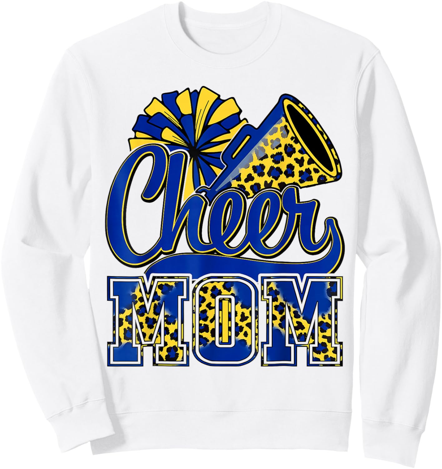 Cheer Mom Blue Gold Cheerleader Game Day Mama Football Sweatshirt - Sweatshirt | White