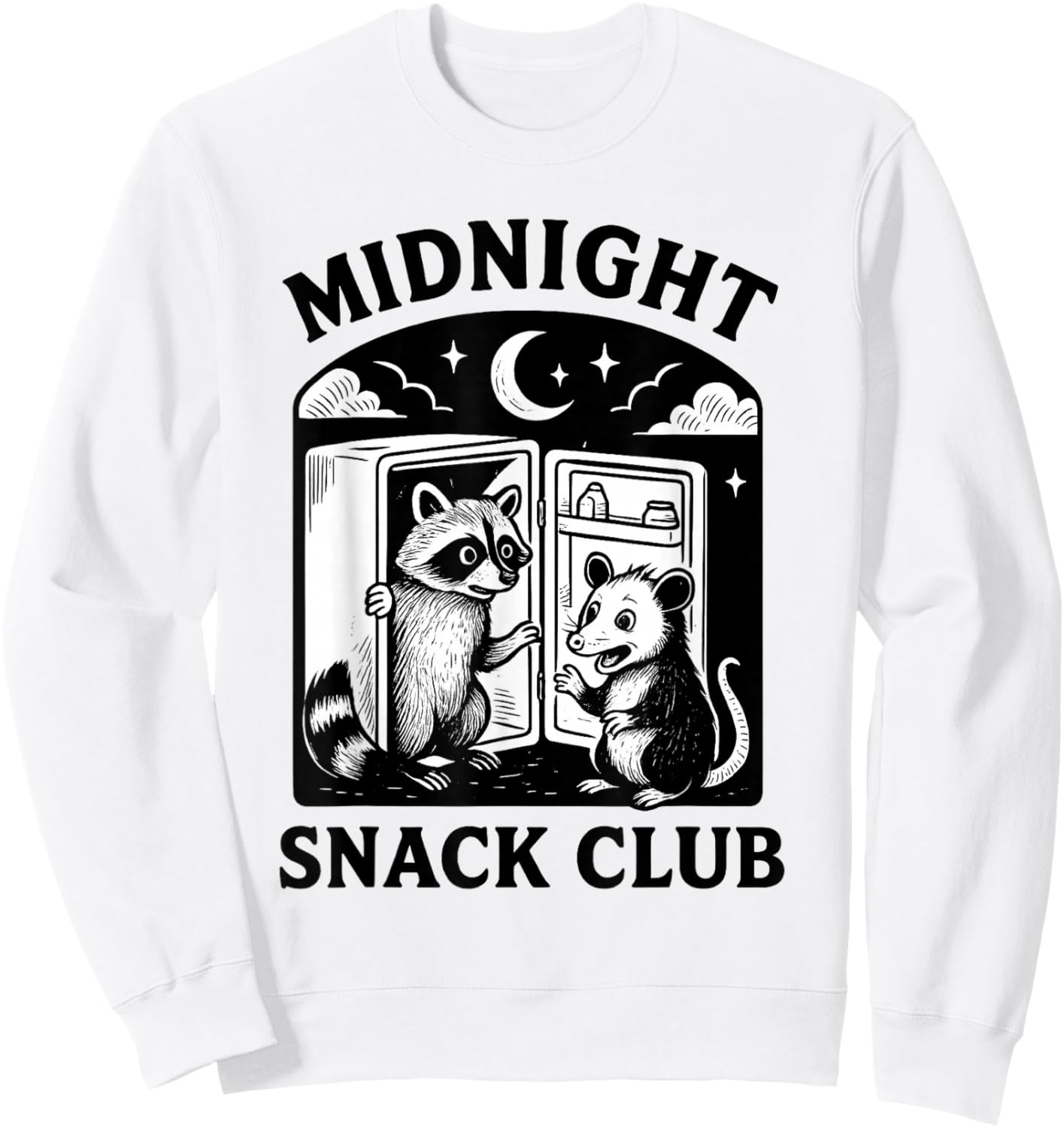 Raccoon Opossum Midnight Snack Club Crescent Moon Sweatshirt - Sweatshirt | White