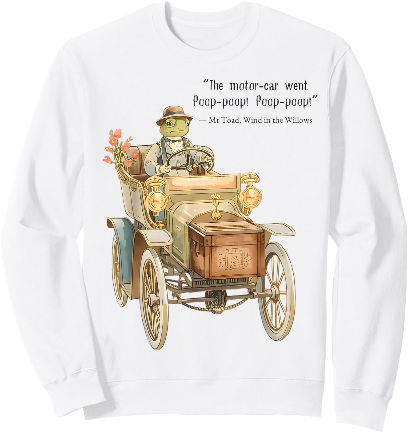 Wind in The Willows Mr Toad's Motor Car Illustration Vintage Sweatshirt - Sweatshirt | White