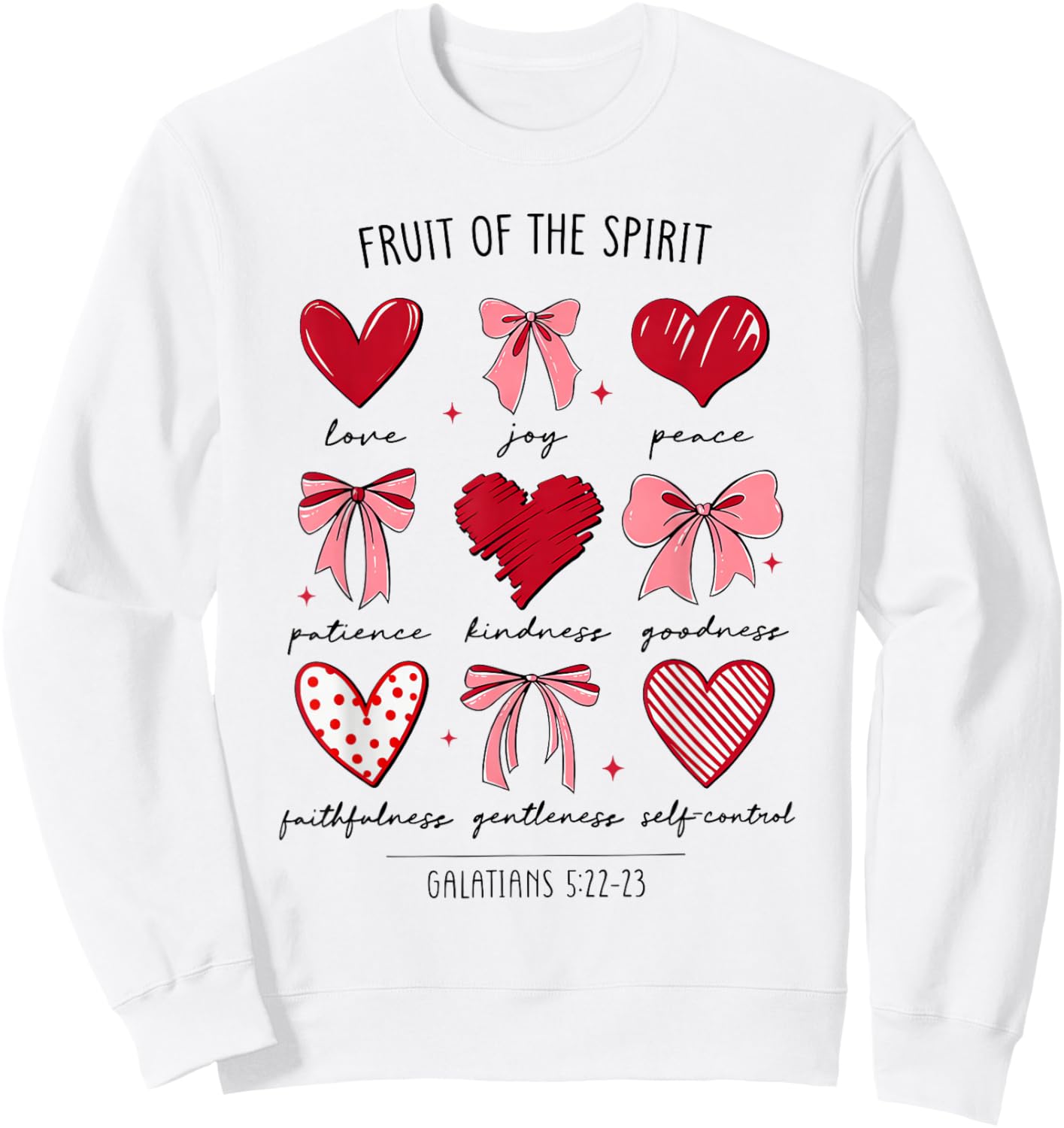 Fruit of The Spirit Christian Hearts Galatians 5:22-23 Sweatshirt - Sweatshirt | White