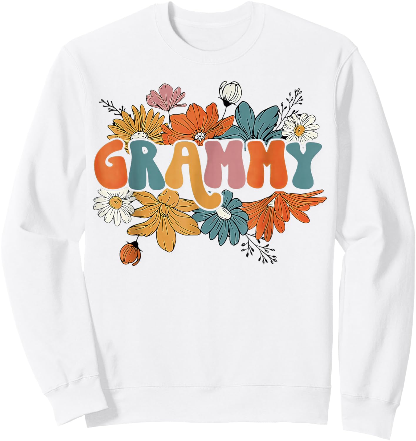 Floral Grammy Life Thankful Grammy Thanksgiving Mothers Day Sweatshirt - Sweatshirt | White