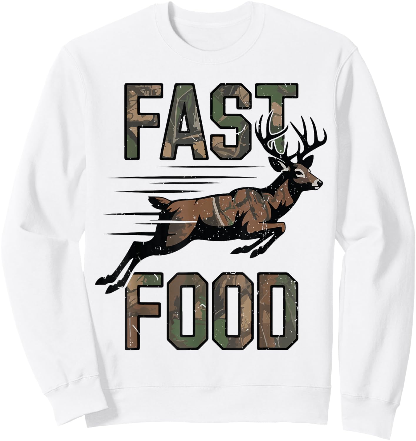 Camo Deer Hunting Youth Boys Fast Food Funny Hunting Humor Sweatshirt - Sweatshirt | White