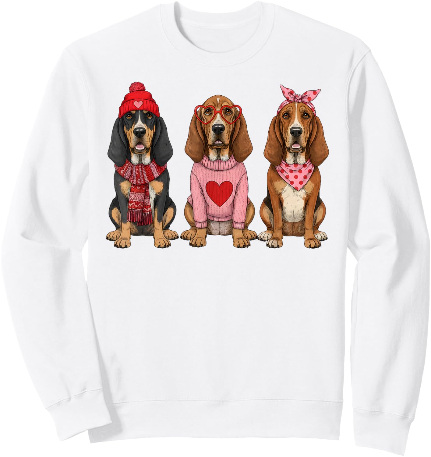 Cute Bloodhound Valentine Dog Sweatshirt - Sweatshirt | White