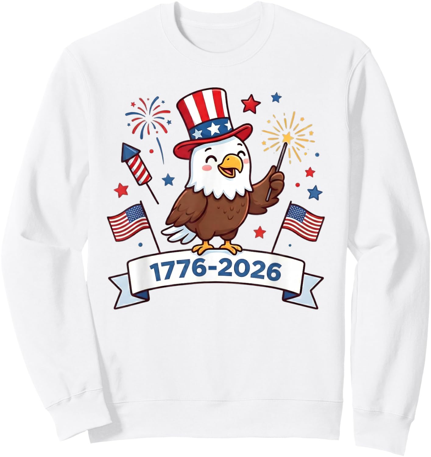 Eagle Fireworks 1776 2026 July 4th 250th Birthday Kids Sweatshirt - Sweatshirt | White