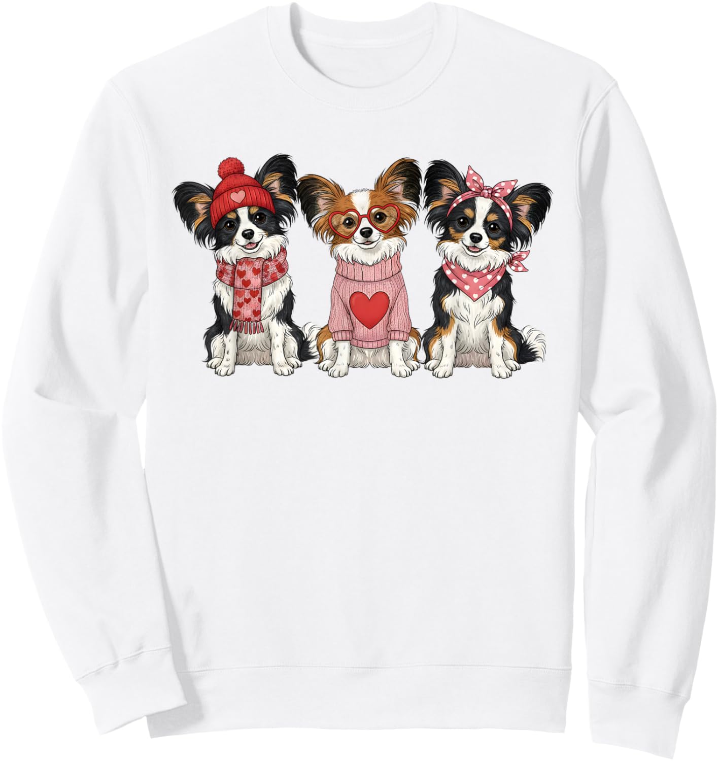 Cute Papillon Dog Valentine Sweatshirt - Sweatshirt | White