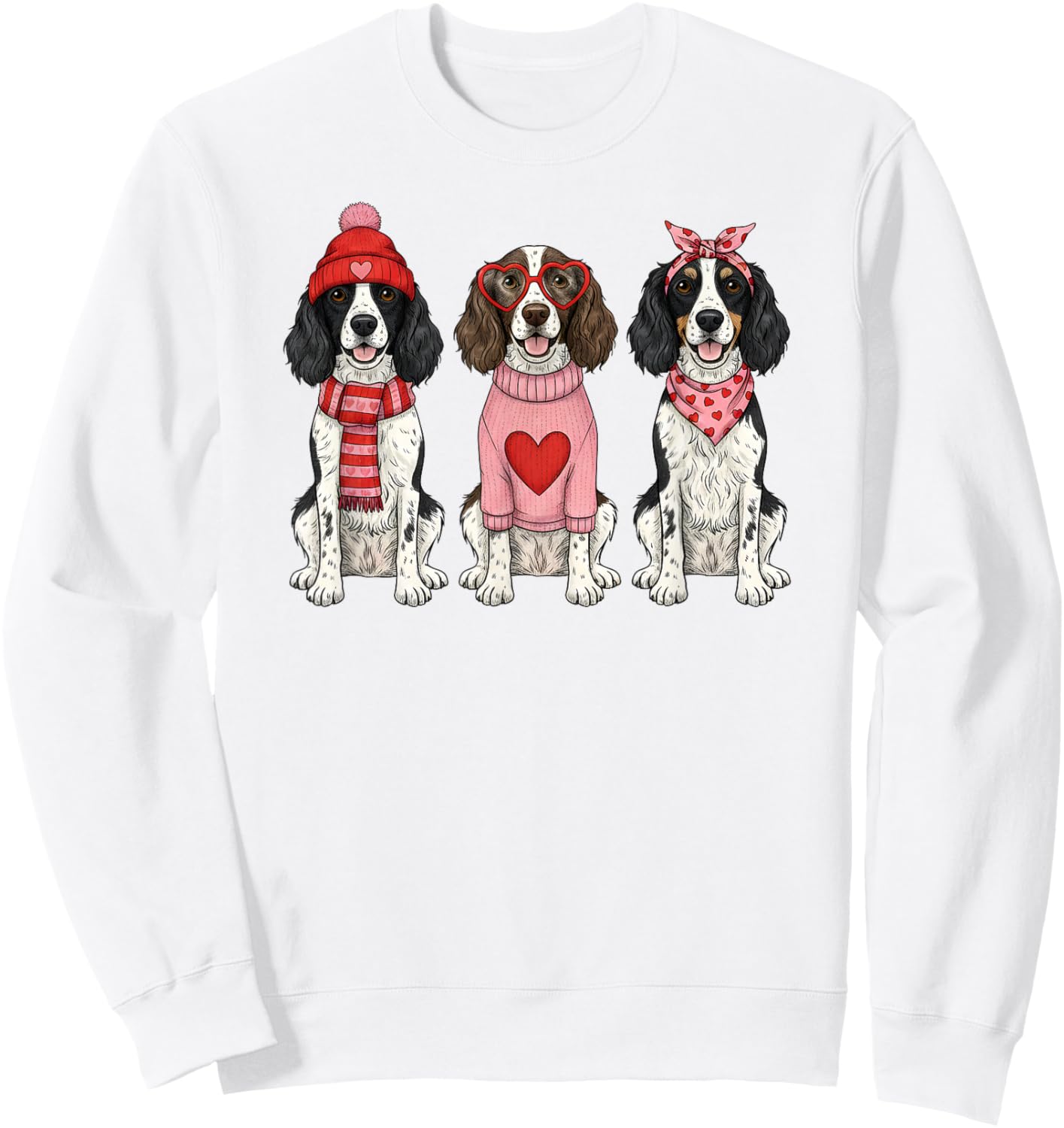 Cute English Springer Spaniel Valentine Dog Sweatshirt - Sweatshirt | White
