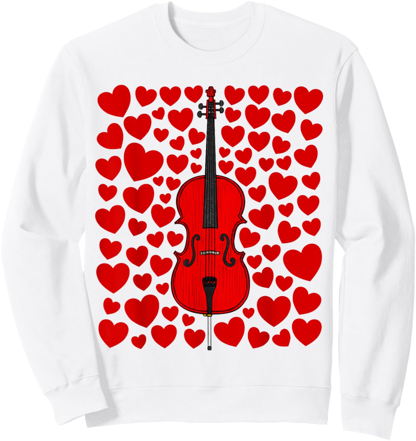Cello with Hearts, Cellist Valentines Wedding Musician Sweatshirt - Sweatshirt | White