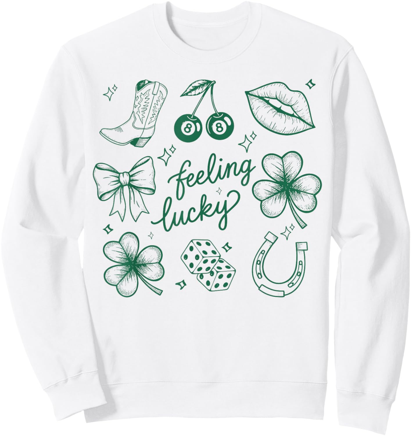 Feeling Lucky Irish Shamrocks Patrick's Day Men Women Sweatshirt - Sweatshirt | White