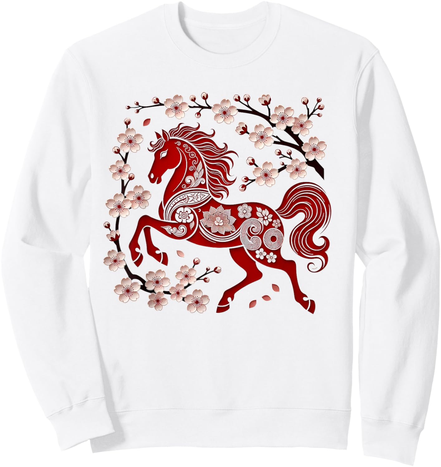 Years of The Horse Lunar Zodiac Happy Chinese New Year 2026 Sweatshirt - Sweatshirt | White