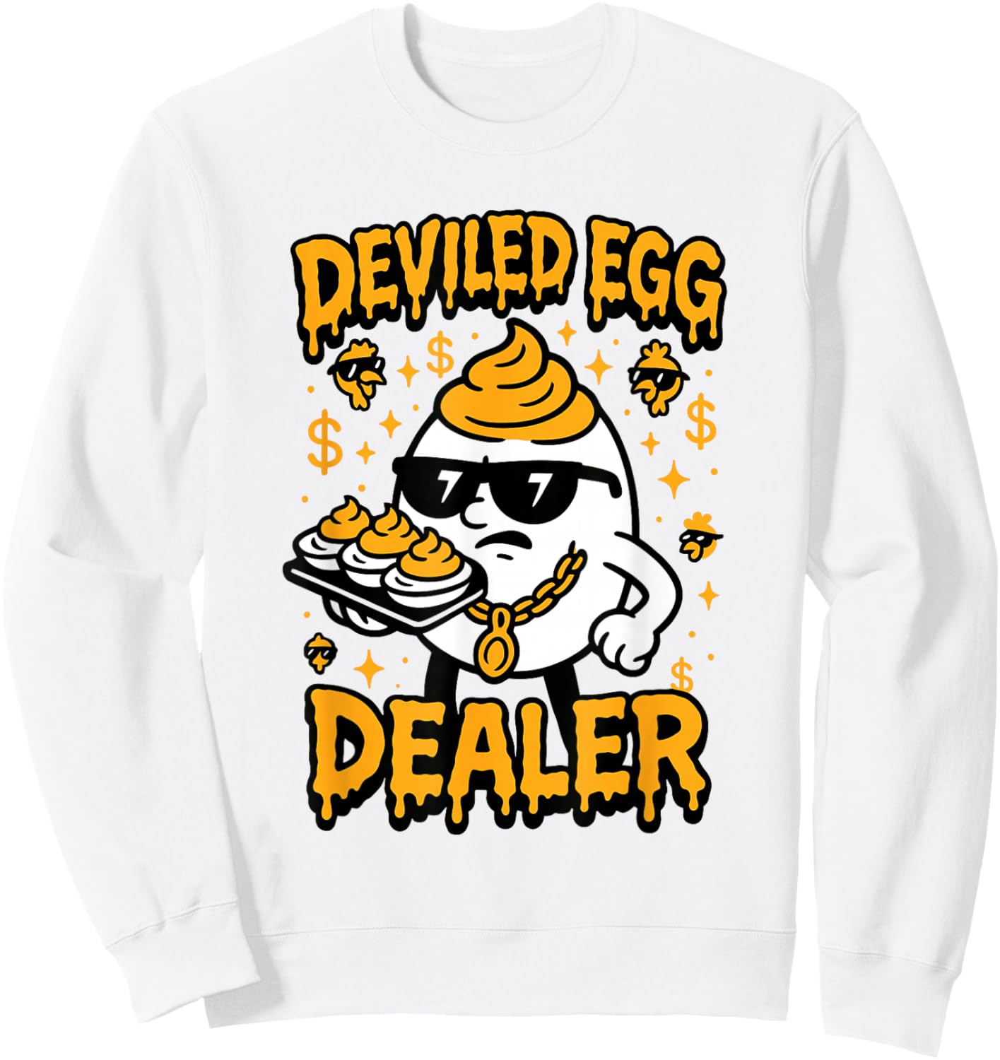 Funny Deviled Egg Dealer Food Humor Thanksgiving Sweatshirt - Sweatshirt | White