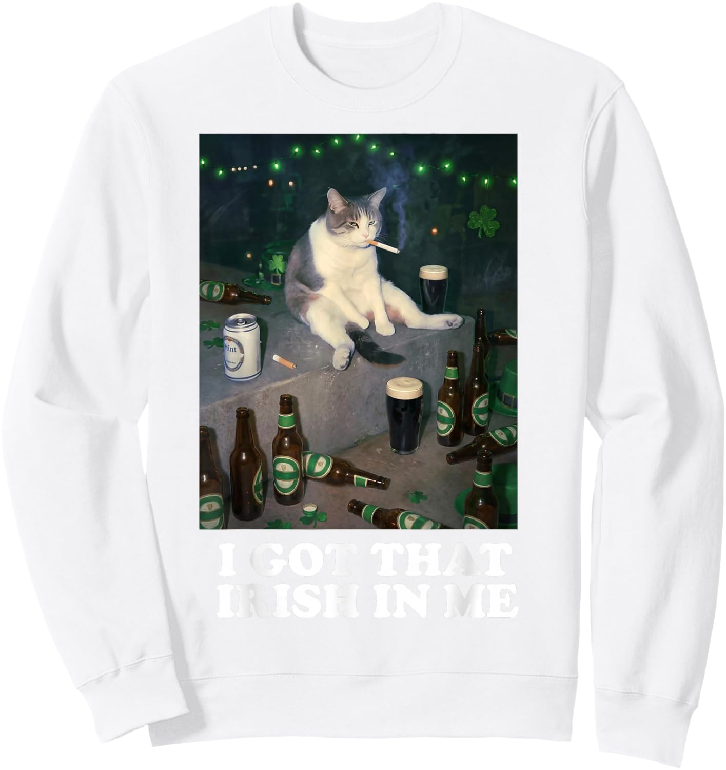 I Got That Irish in Me Cat Funny 2026 St Patricks Day Parade Sweatshirt - Sweatshirt | White