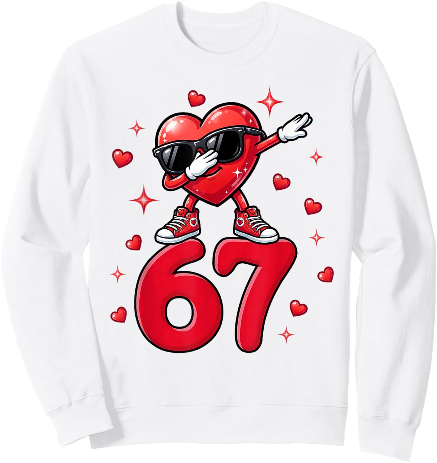 Valentine Day Six Seven Meme Dabbing 67 Bruh Gen Z Boy Sweatshirt - Sweatshirt | White