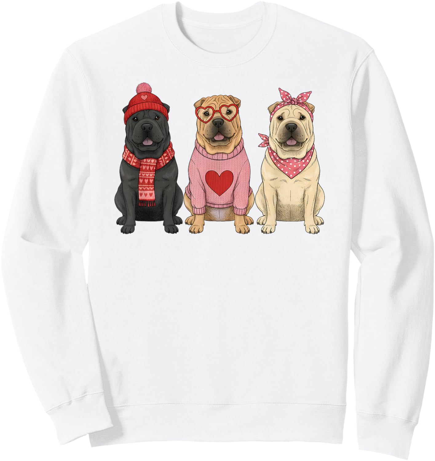 Cute Shar Pei Valentine Dog Sweatshirt - Sweatshirt | White