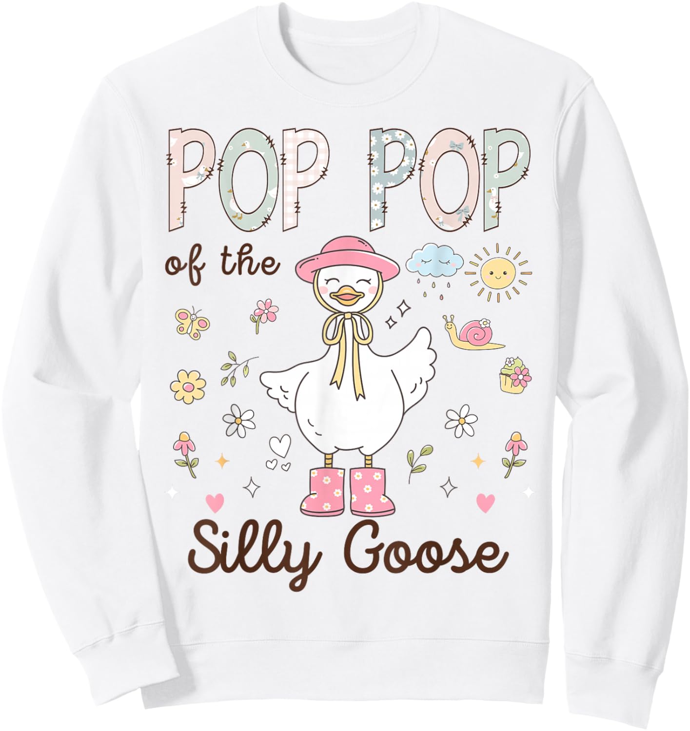 Pop Pop of The Silly Goose First Birthday Girl Family Sweatshirt - Sweatshirt | White