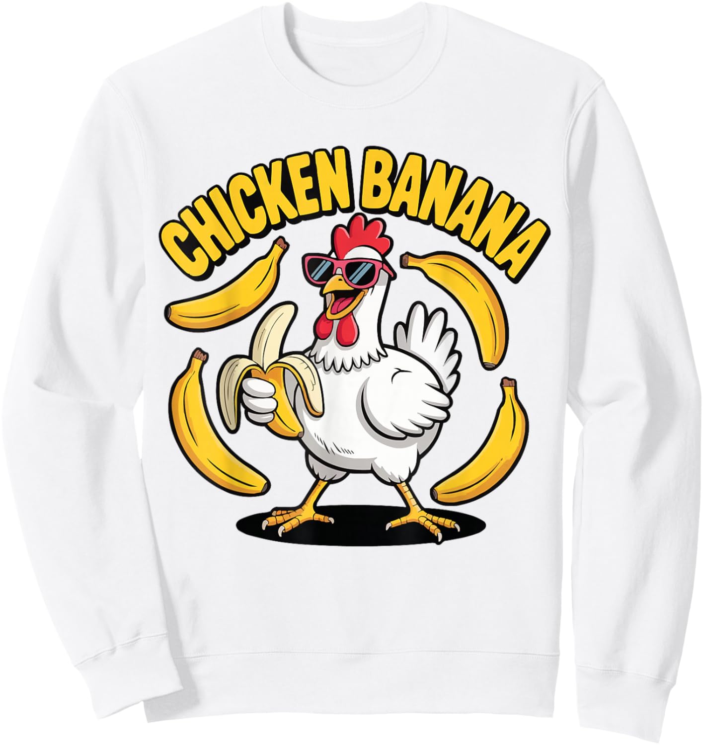 Funny Chicken Banana Men Women Kids Design Sweatshirt - Sweatshirt | White