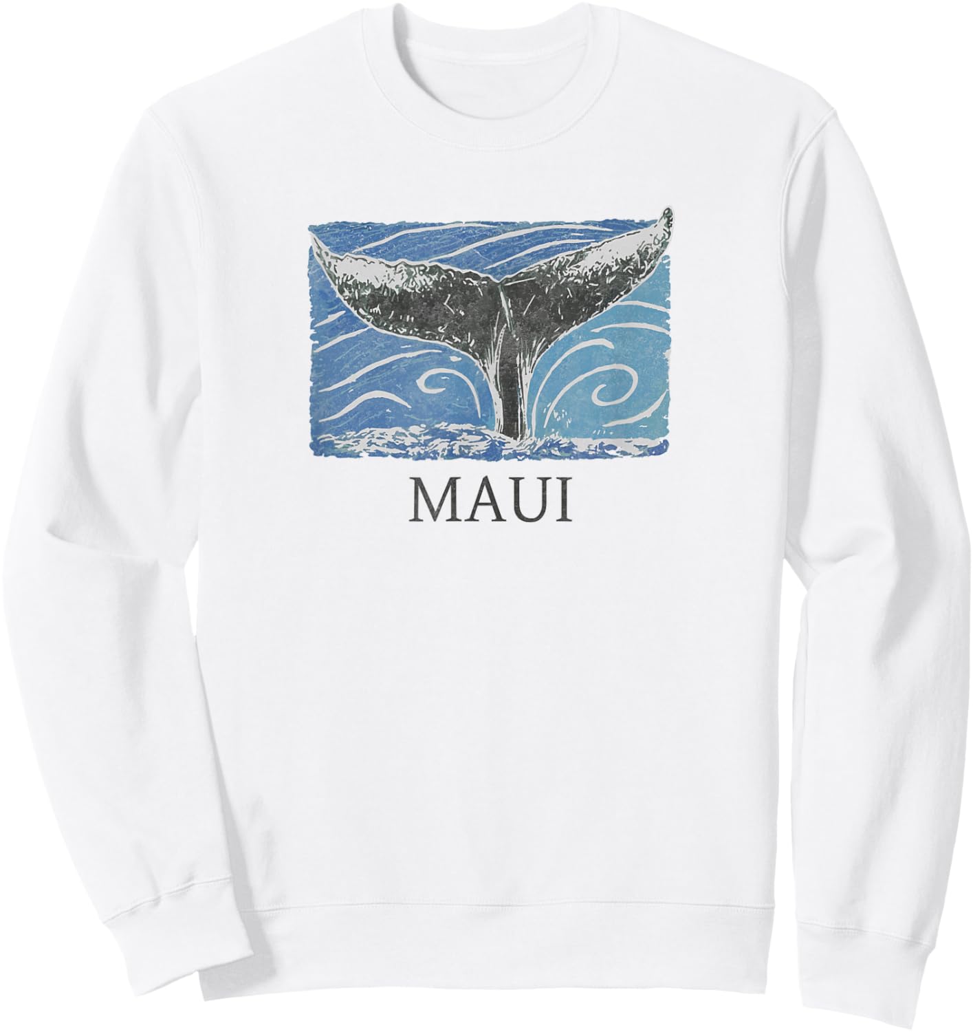 Maui Hawaii Retro Whale Graphic Sweatshirt - Sweatshirt | White