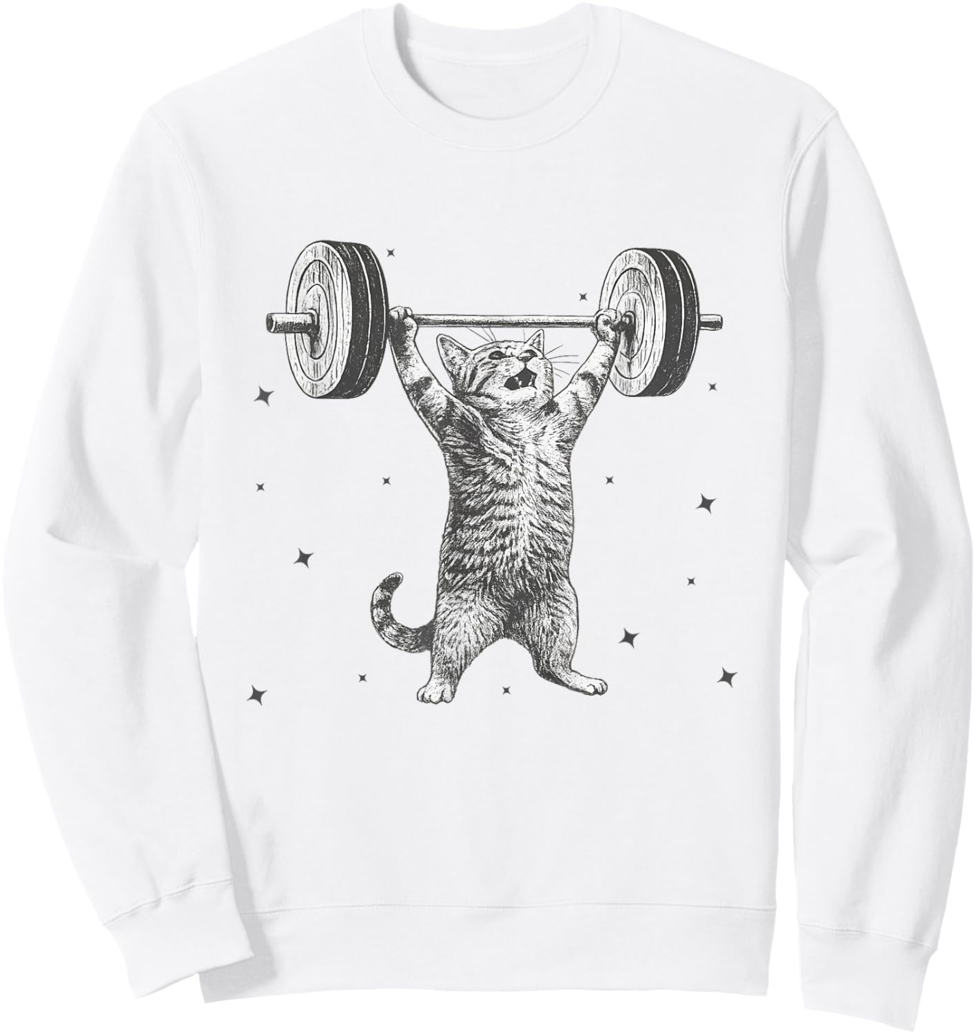 Funny Deadlift Cat Meme Cat Workout Gym Cat Weightlifting Sweatshirt - Sweatshirt | White