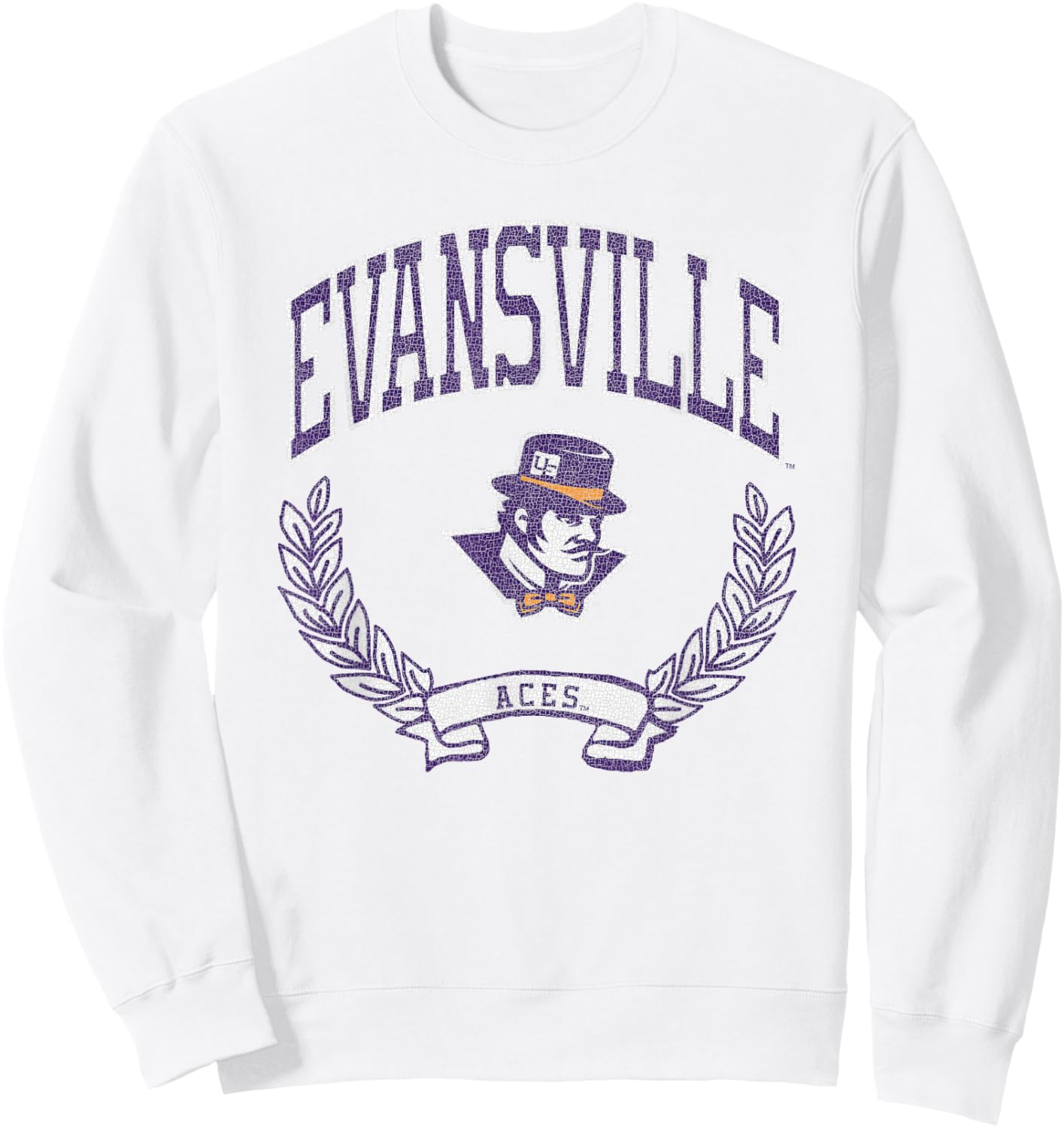 Evansville Purple Aces Victory Vintage Orange Sweatshirt - Sweatshirt | White