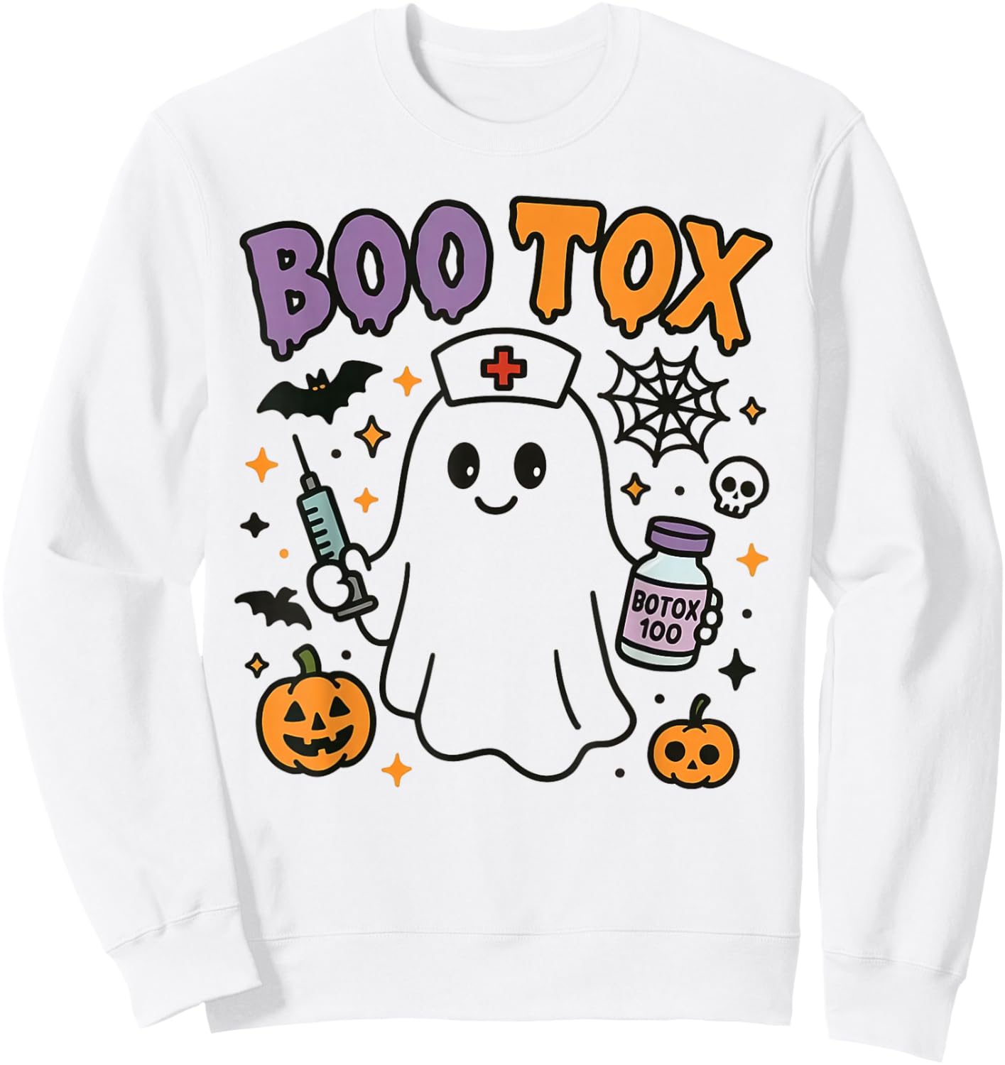 Boo Tox Nurse Ghost Filler Botox Halloween Aesthetic Nurse Sweatshirt - Sweatshirt | White