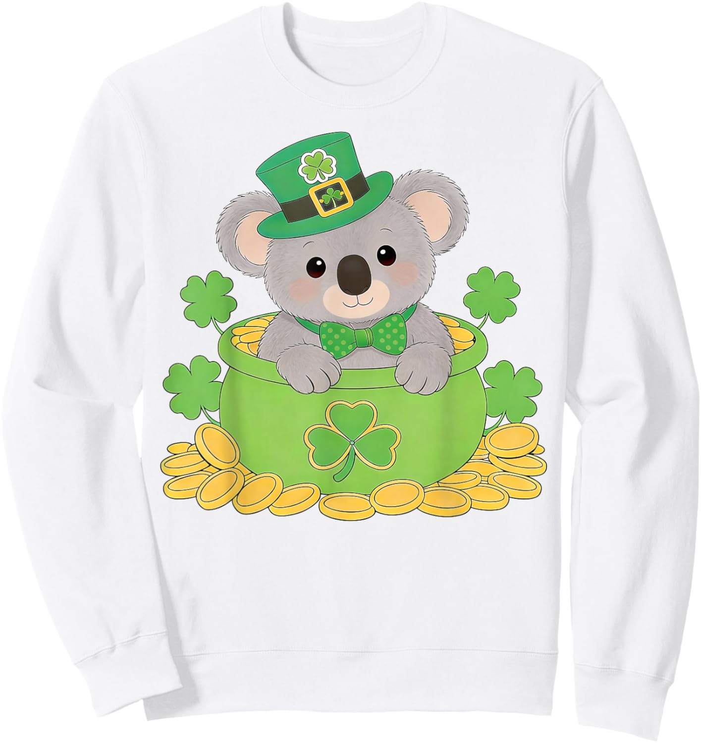 Koala St. Patrick’s Day Irish Shamrock Leprechaun Funny Sweatshirt - Sweatshirt | White