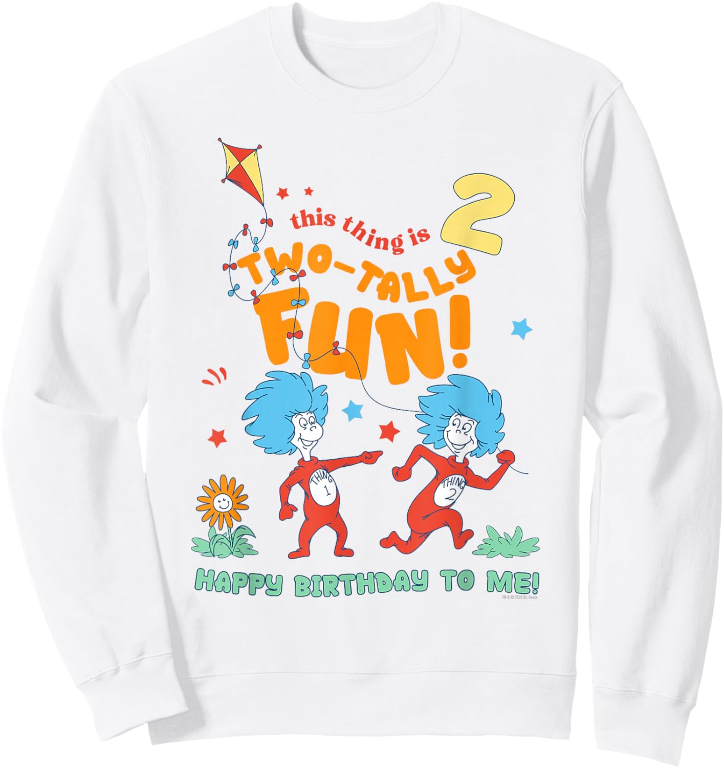 Dr. Seuss This Thing is 2 Birthday Officially Licensed Sweatshirt - Sweatshirt | White