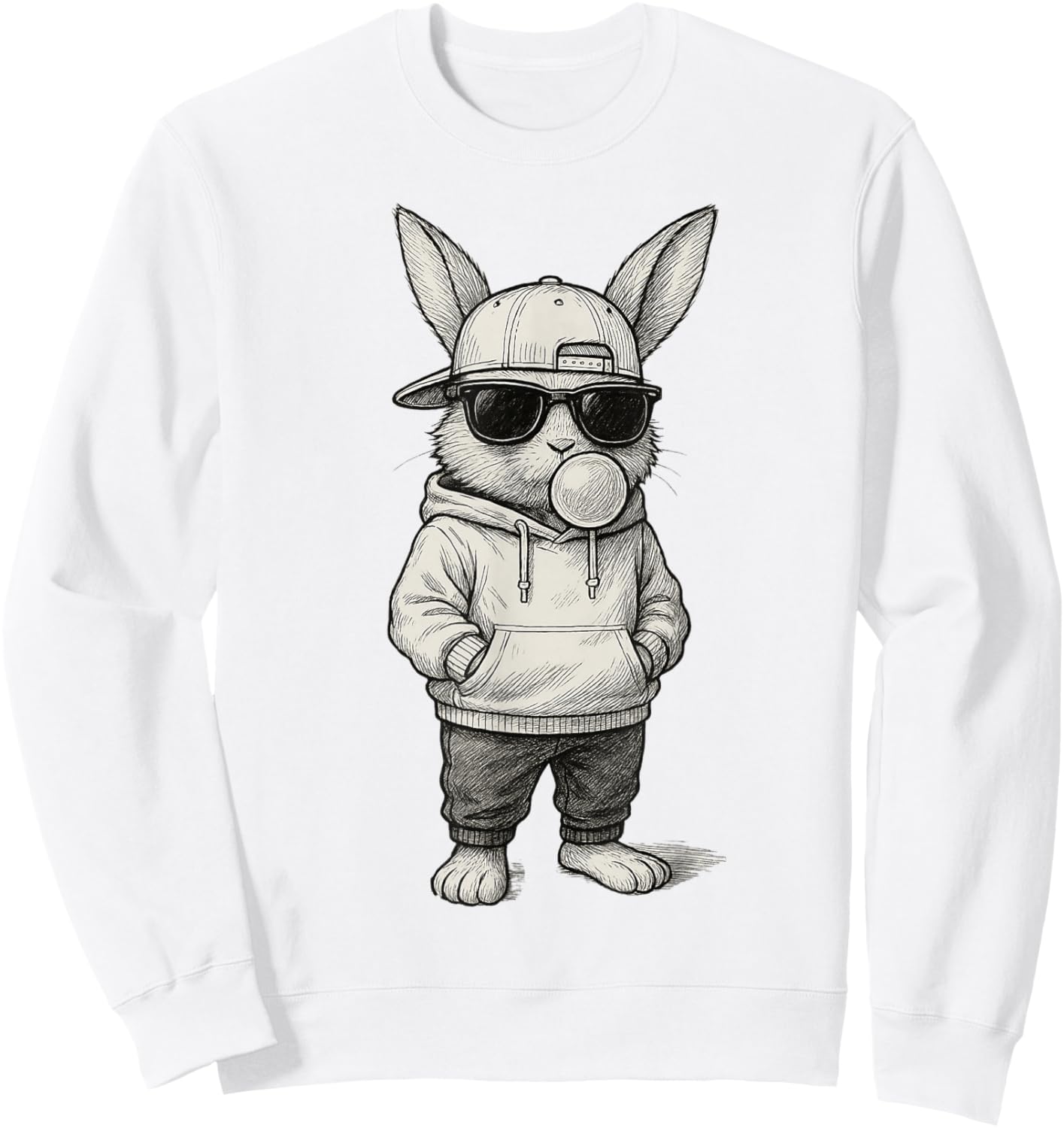 Cool Easter Bunny with Sunglasses for Boys Teens Men Boys Sweatshirt - Sweatshirt | White