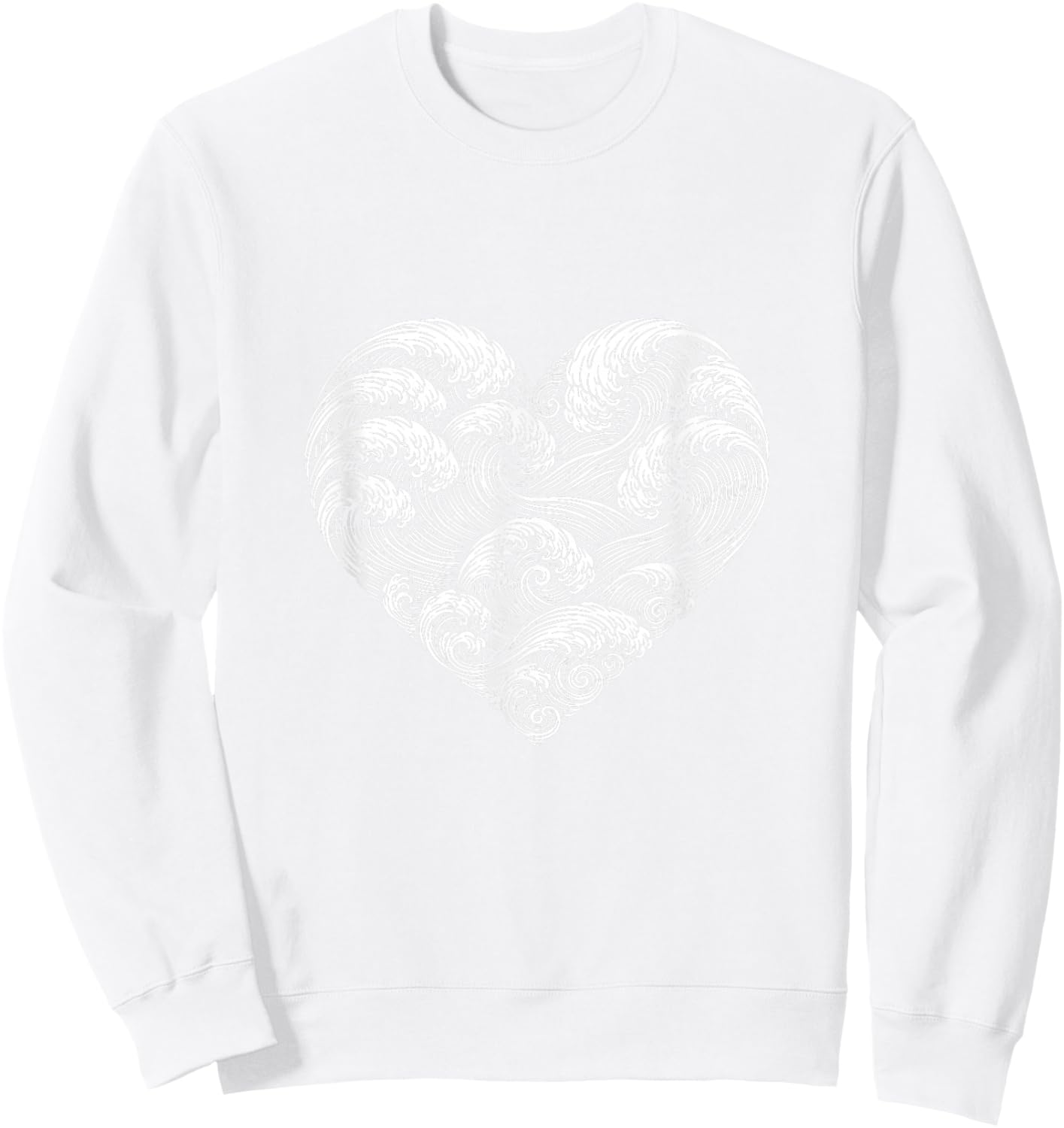 Wave Heart Ocean Vacation Surfer Cute Valentines Days Sweatshirt - Sweatshirt | White