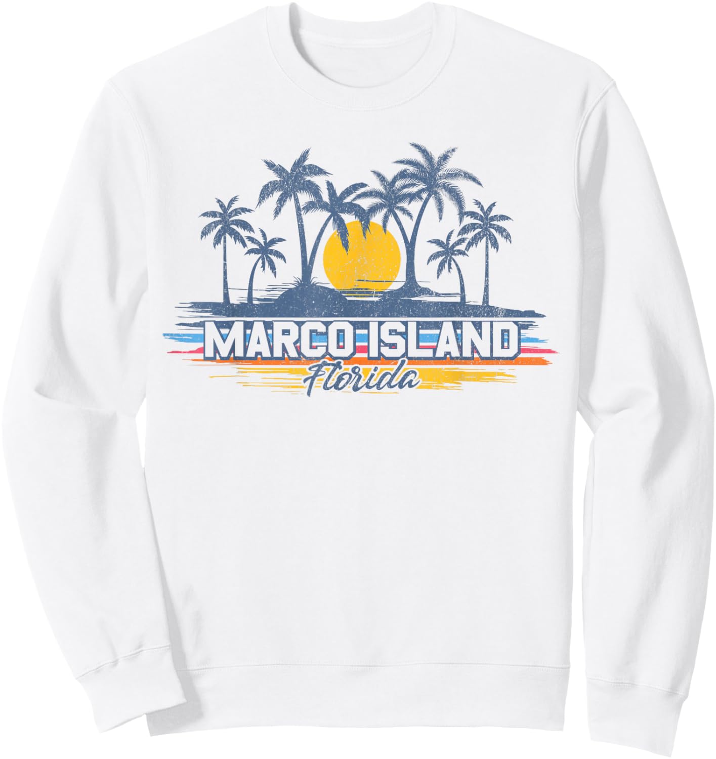 Marco Island Florida Beach Retro Palm Trees Sunset Vintage Sweatshirt - Sweatshirt | White