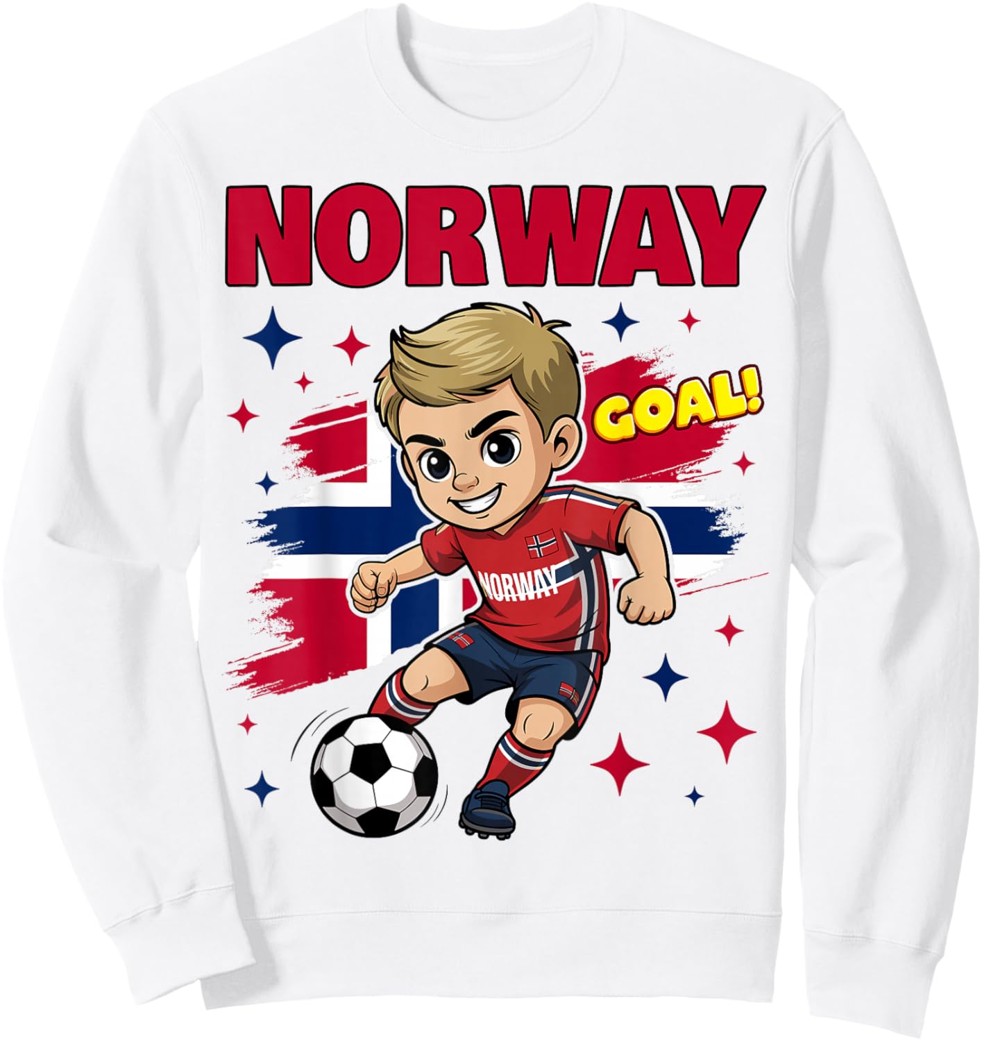 Norway Kid Goal Cartoon Norway Flag for Kids Sweatshirt - Sweatshirt | White