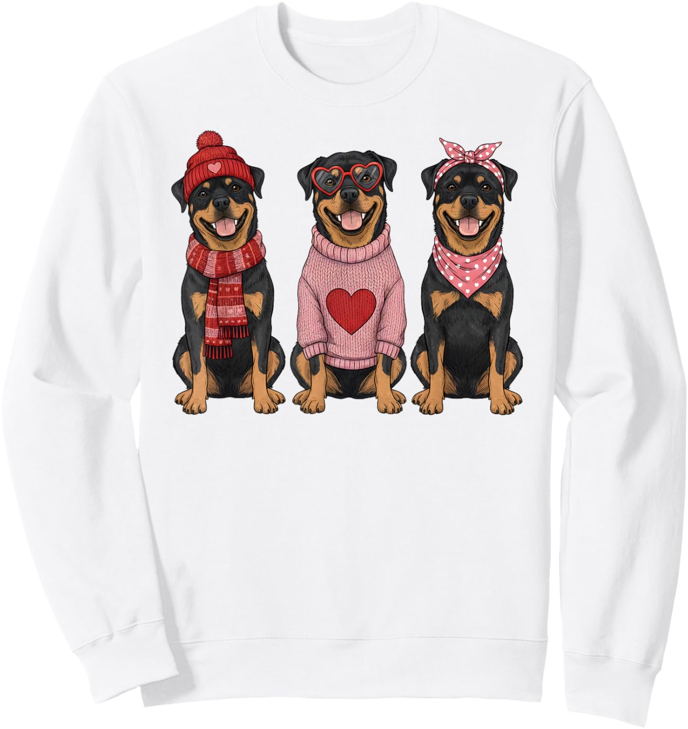 Cute Rottweiler Valentine Rottie Dog Sweatshirt - Sweatshirt | White