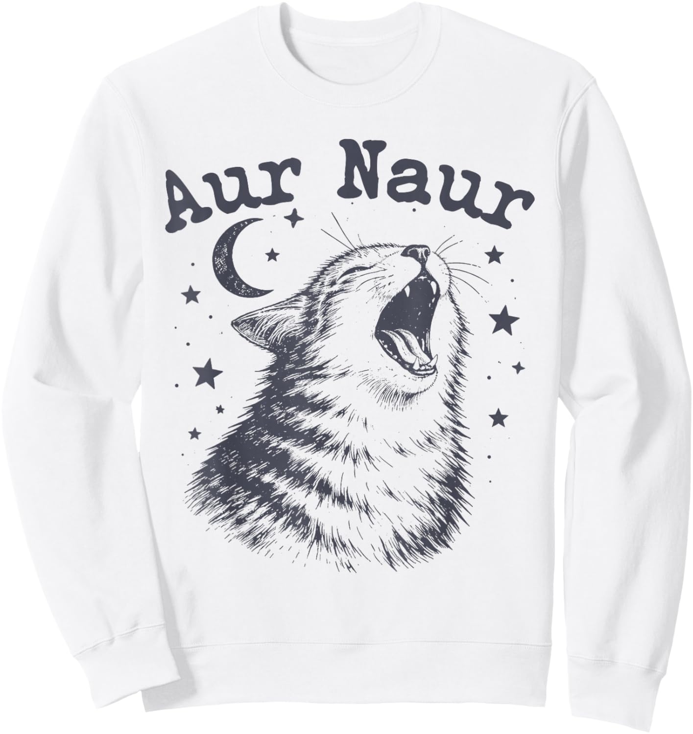AUR Naur Funny Cat Meme Oh No Australian Accent Sarcastic Sweatshirt - Sweatshirt | White
