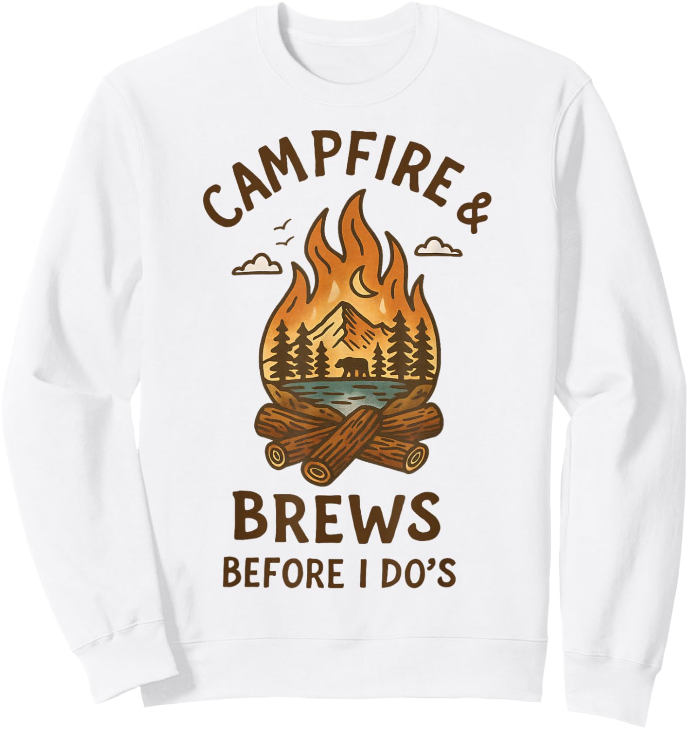 Bride Camping Bachelorette Campfire & Brews Before I Do's Sweatshirt - Sweatshirt | White
