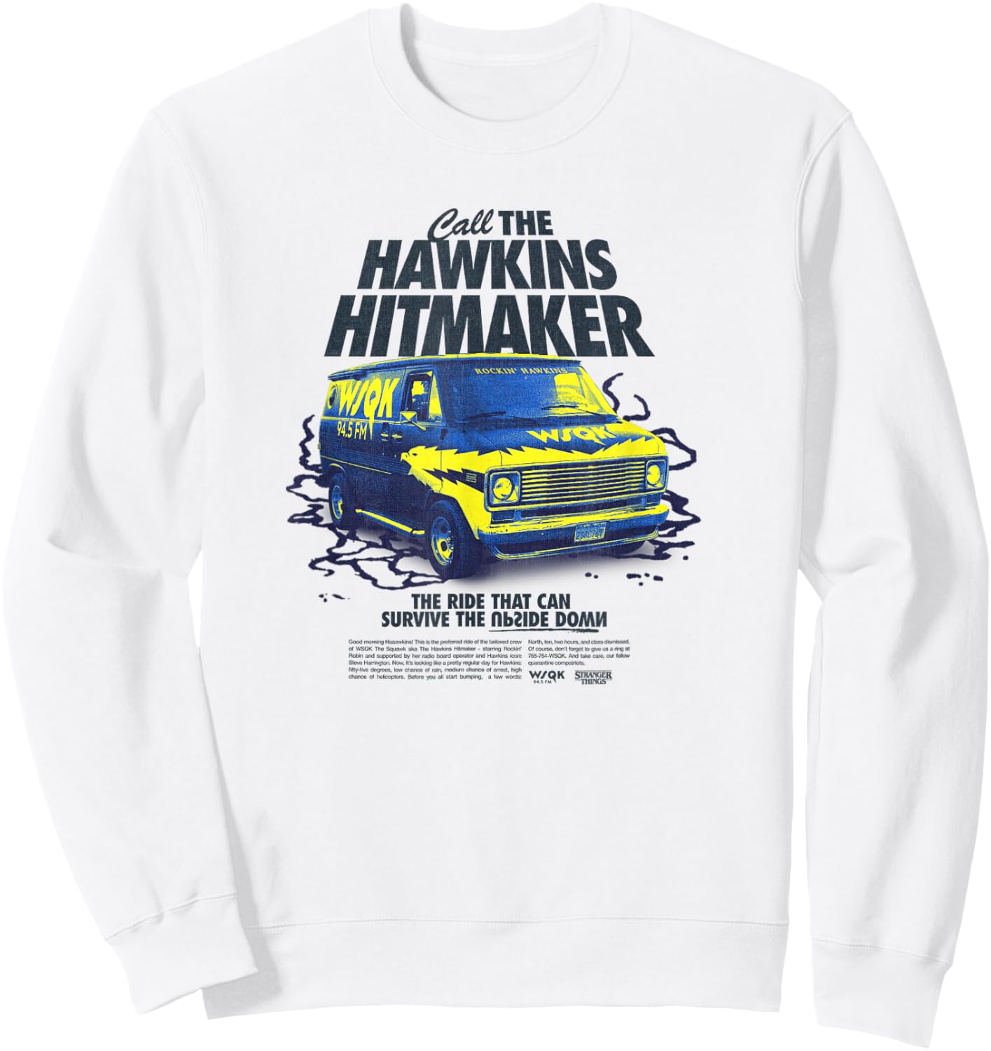 Stranger Things Season 5 Call The Hawkins Hitmaker Van Retro Sweatshirt - Sweatshirt | White