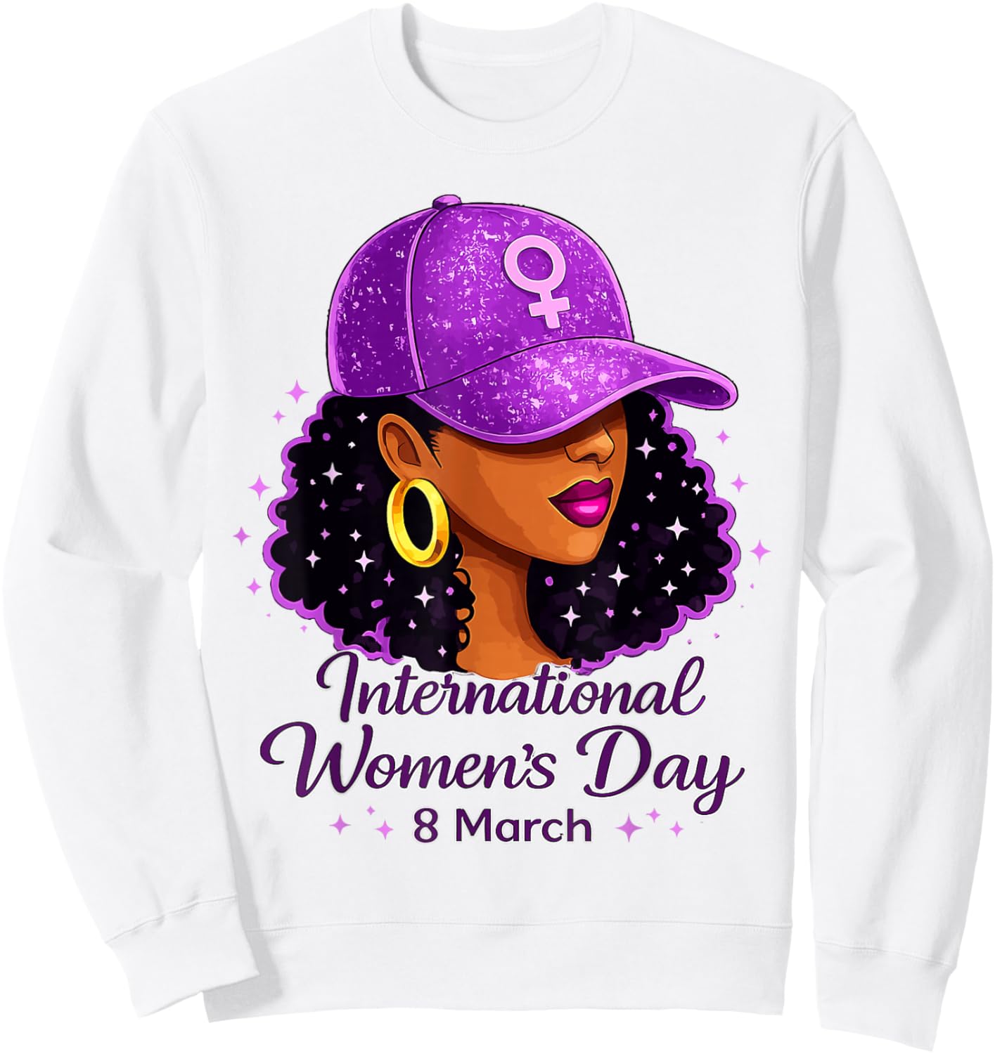 International Women's Day 2026 8 March Black Women Sweatshirt - Sweatshirt | White