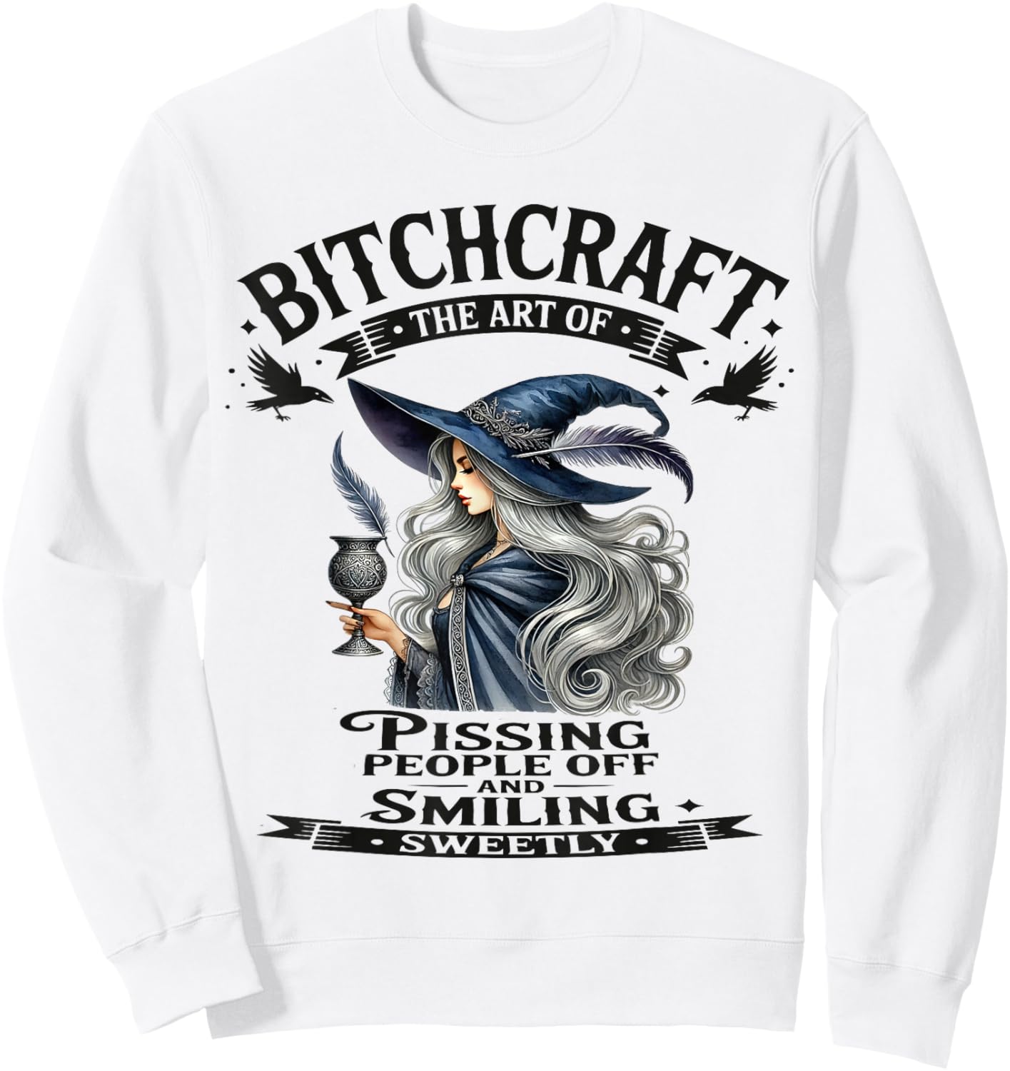 Halloween Vintage Witch Bitchcraft Gothic Pin Up Girl Sassy Sweatshirt - Sweatshirt | White