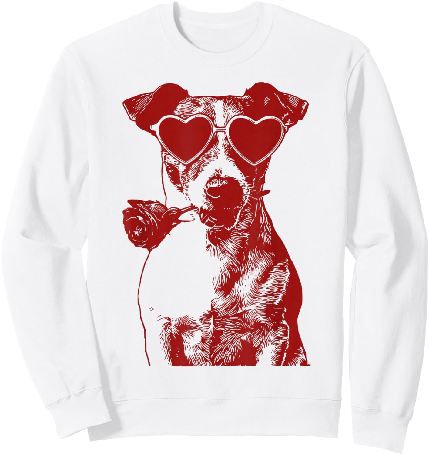 Valentine Jack Russell with Heart Sunglasses Romantic Dog Sweatshirt - Sweatshirt | White
