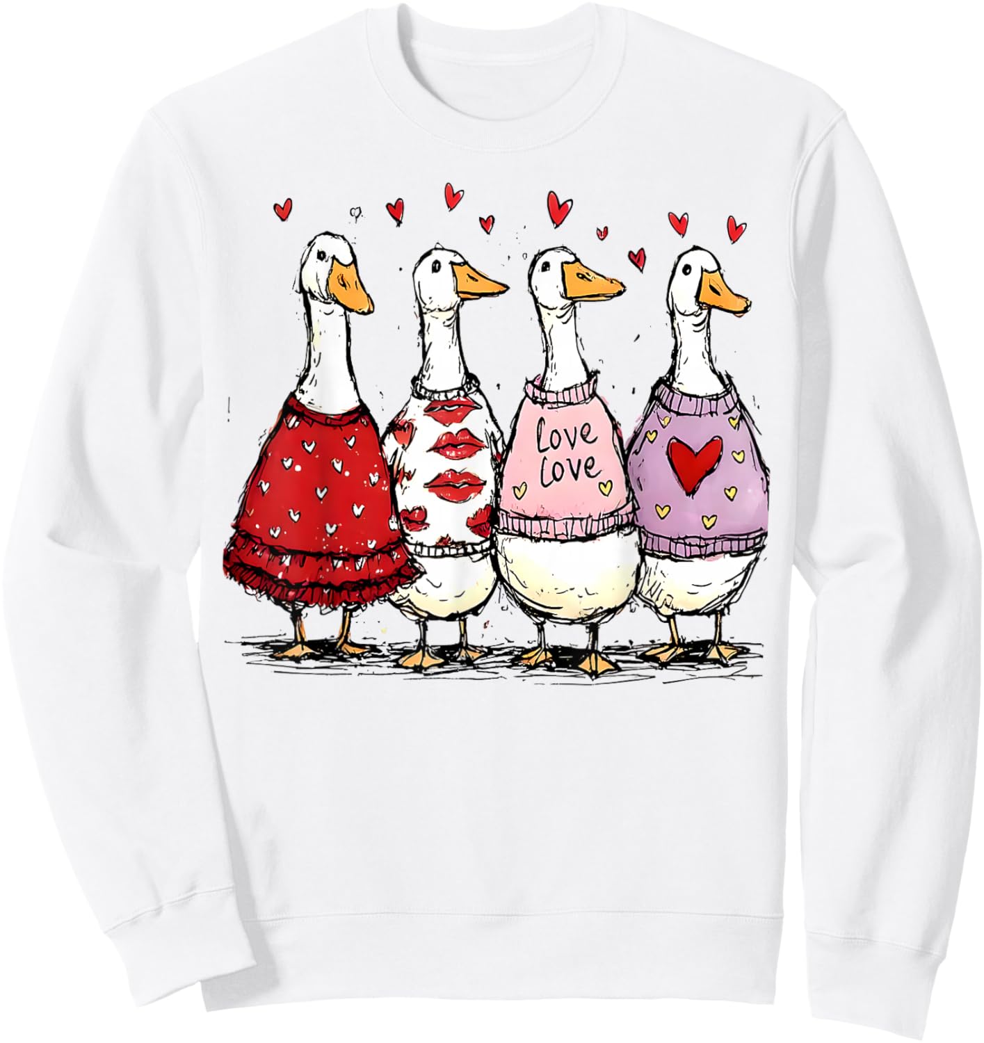 Funny Silly Goose Valentine Trendy Valentine's Day Men Women Sweatshirt - Sweatshirt | White