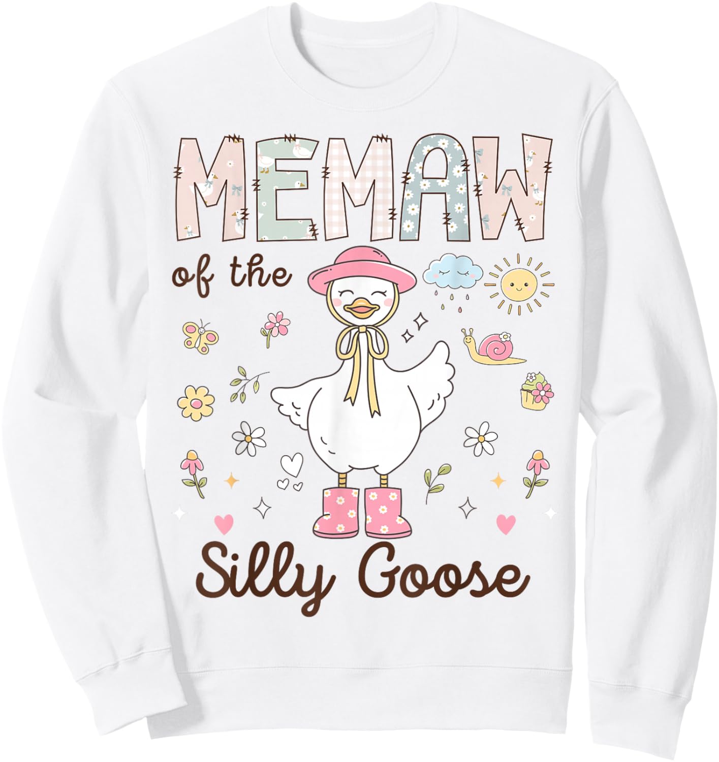 Memaw of The Silly Goose First Birthday Girl Family Sweatshirt - Sweatshirt | White