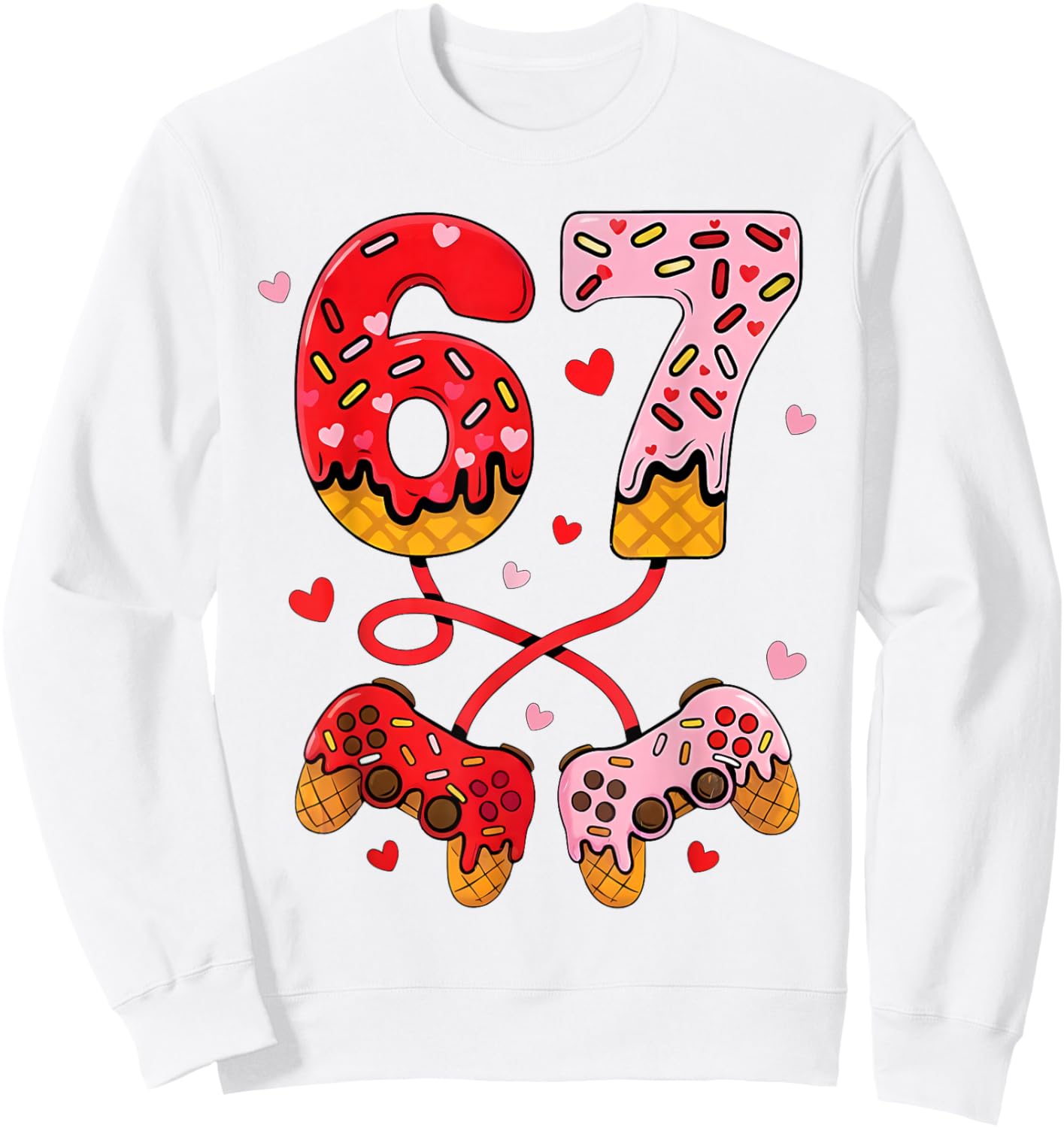 Six Seven 67 Valentine's Day 67 Gaming Gamer Men Boy Kids 67 Sweatshirt - Sweatshirt | White