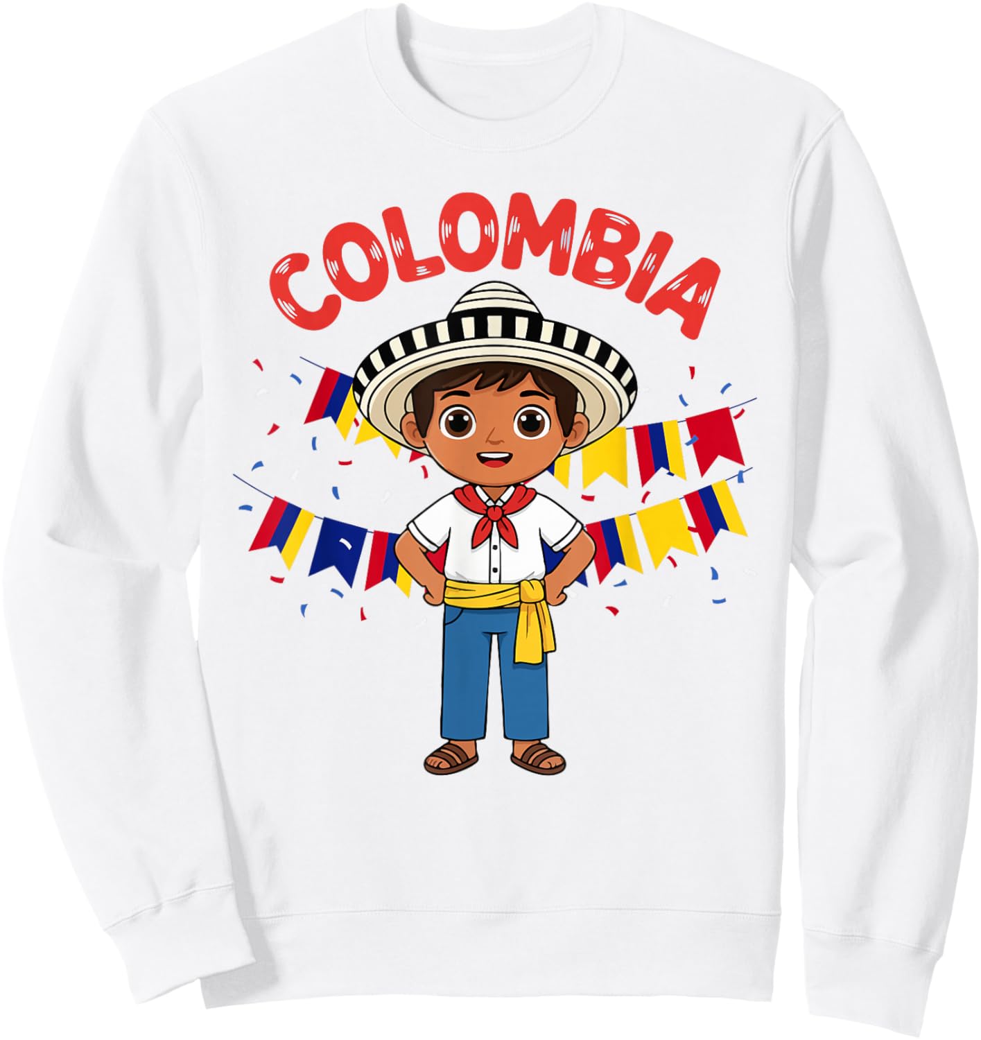 Colombia Colombian Boy Traditional Outfit Wear Flag Heritage Sweatshirt - Sweatshirt | White